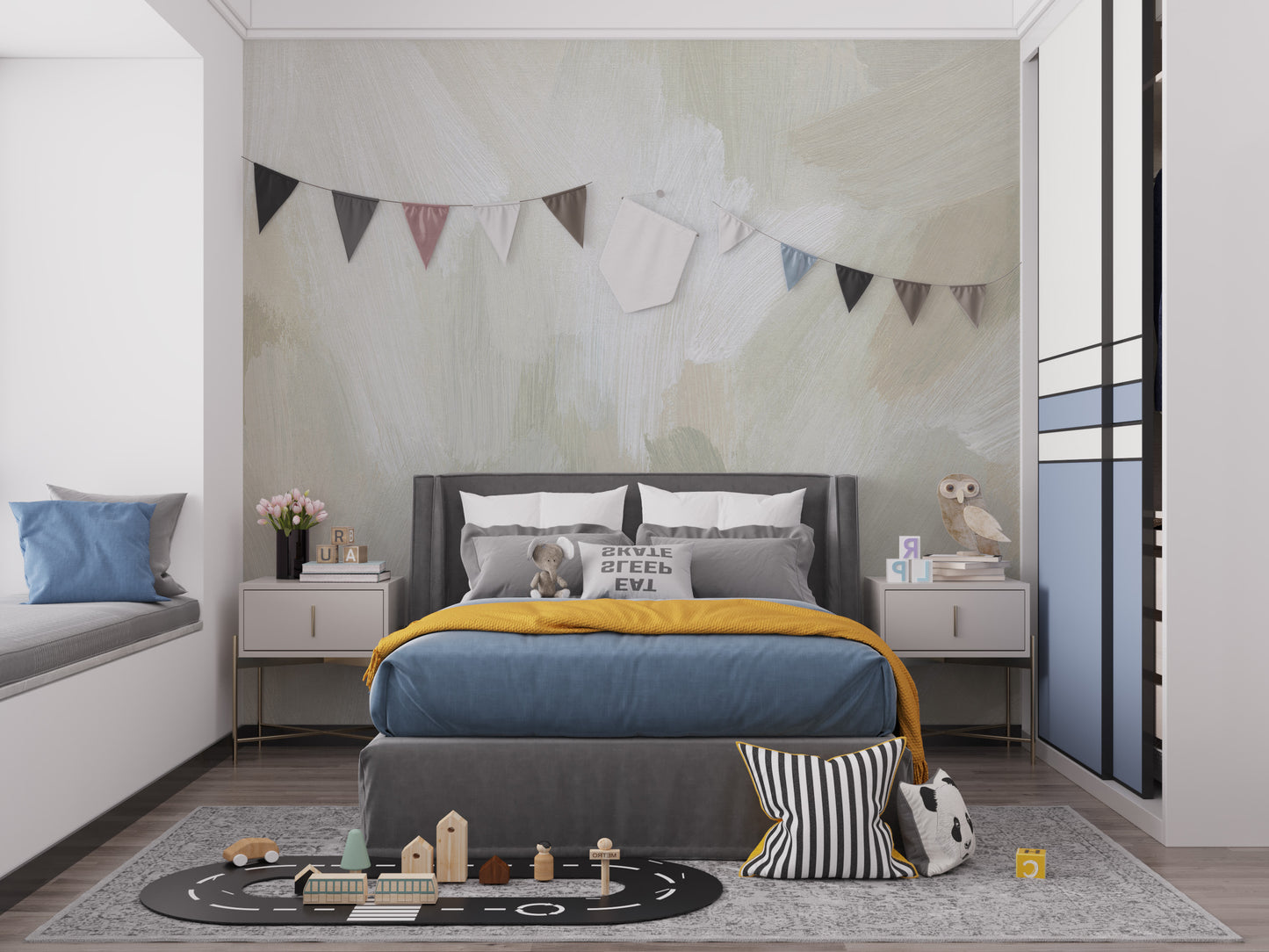 Soft pastel earth tones wall mural for rooms