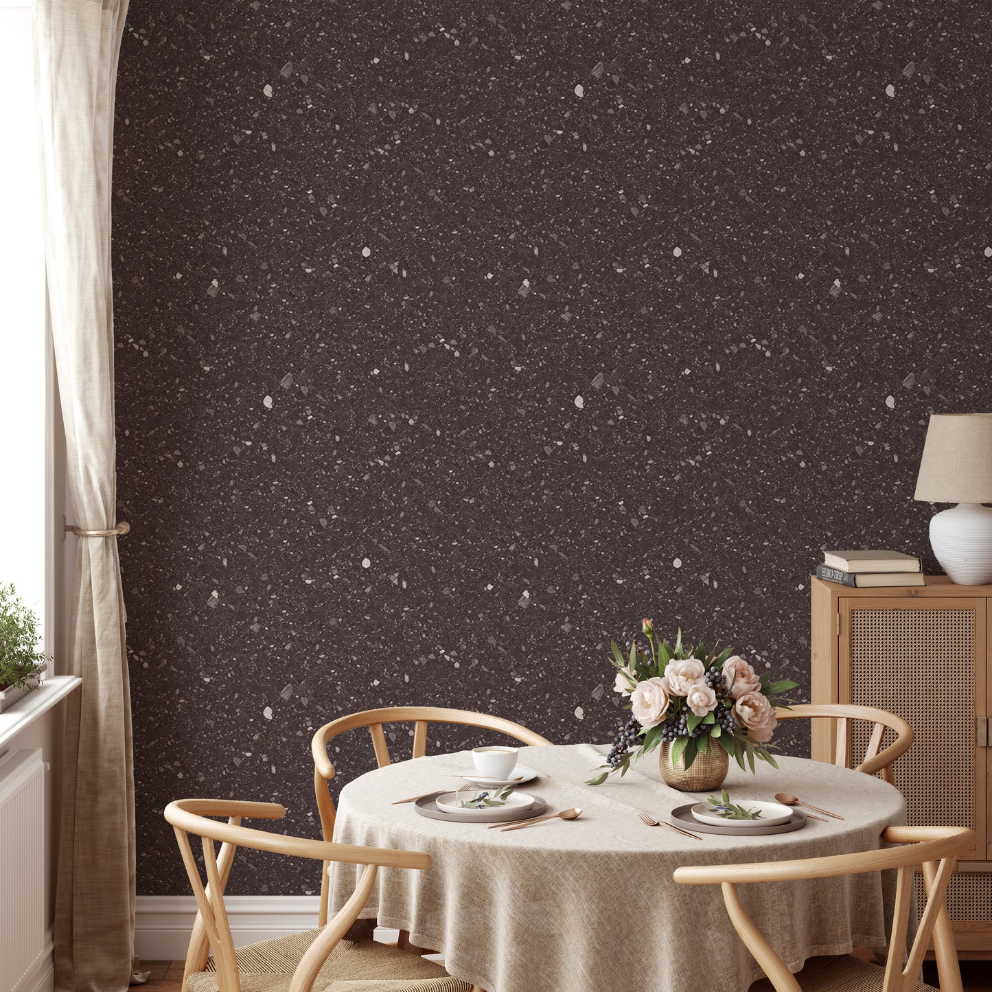 Brown Venetian Quartz Stone Terrazzo Wallpaper