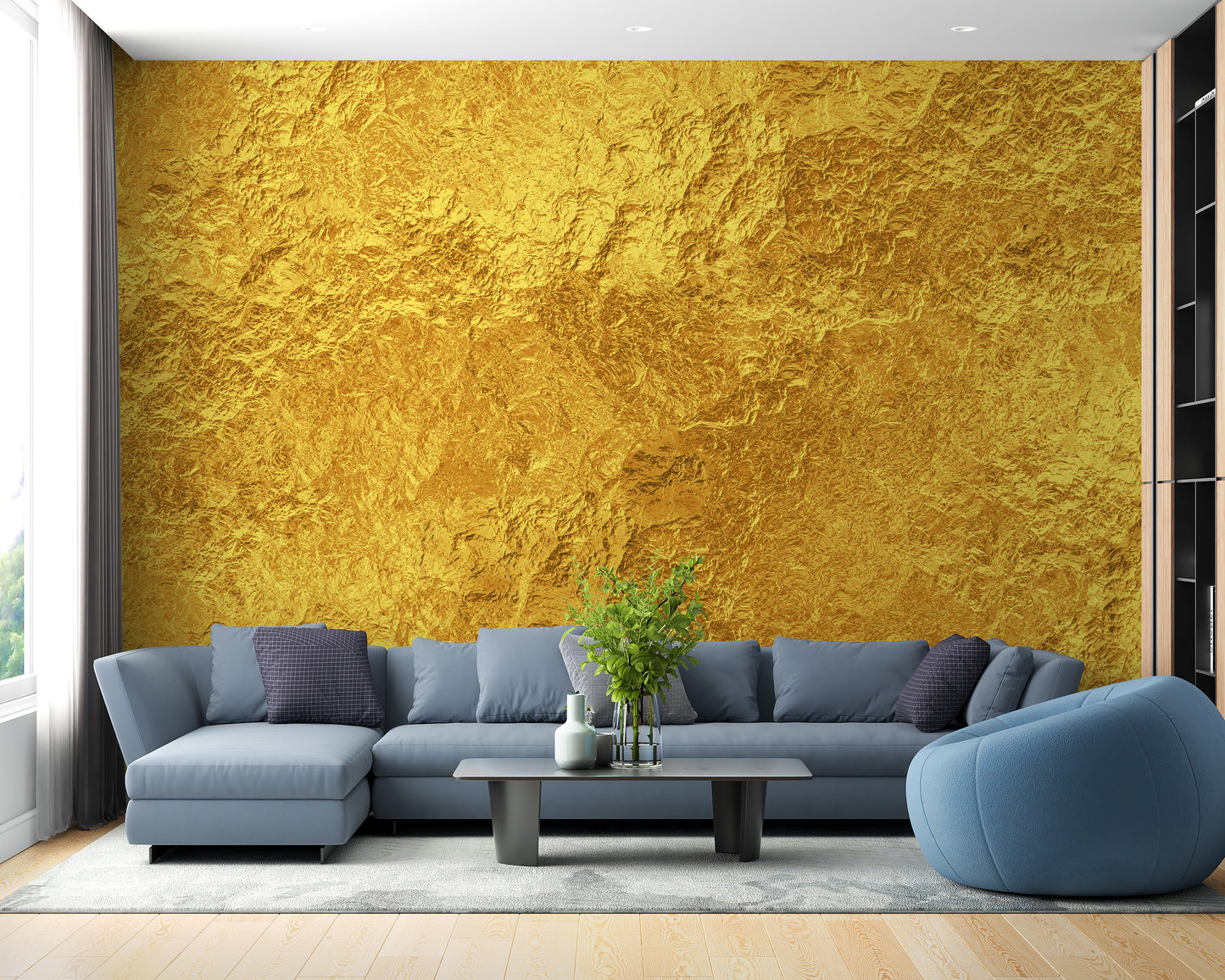 Golden wallpaper mural for stylish interiors