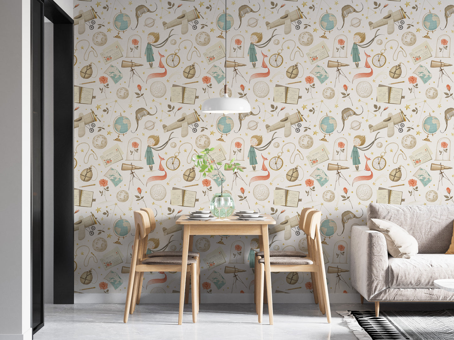 Starry educational astronomy mural for walls.