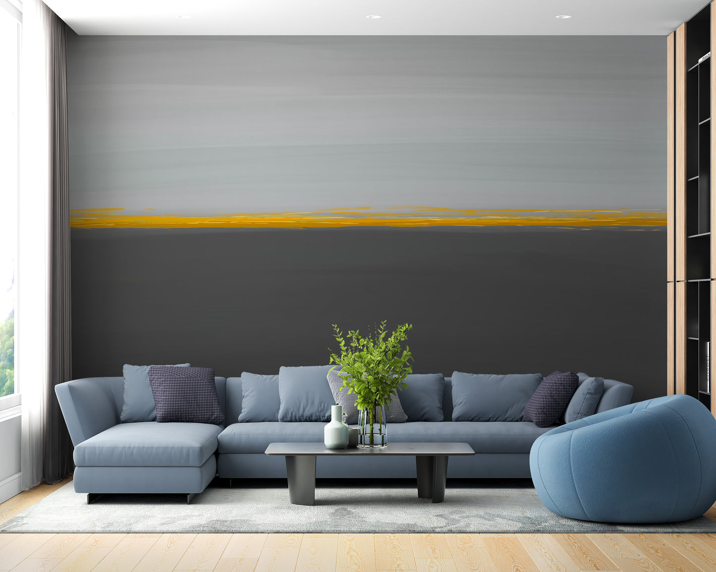Elegant golden horizon wall art for interiors.