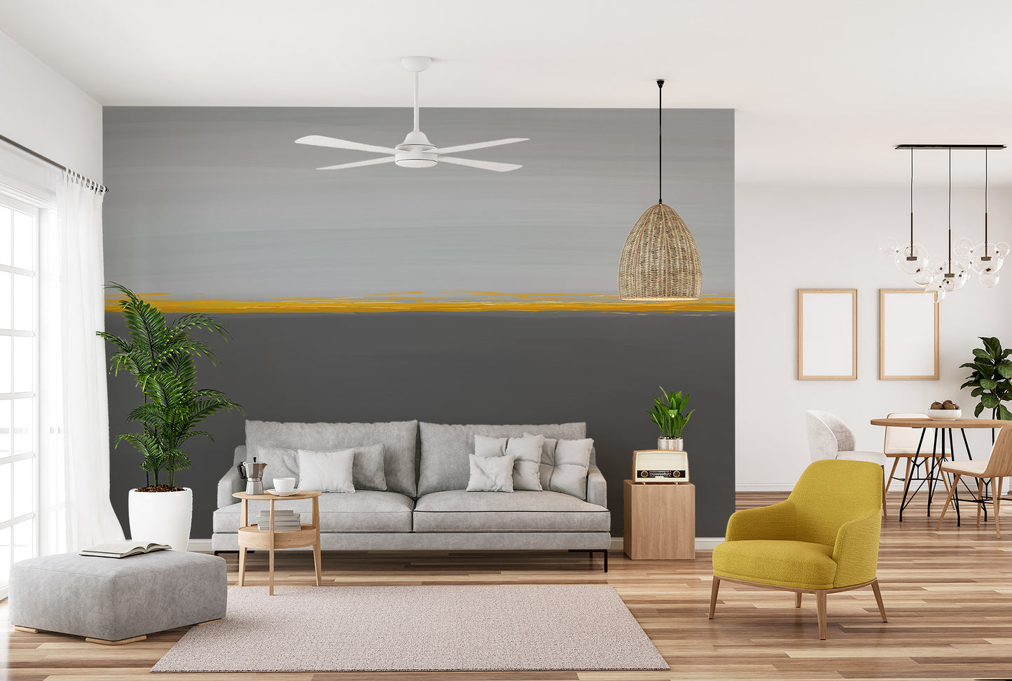Golden horizon wall mural with timeless charm.