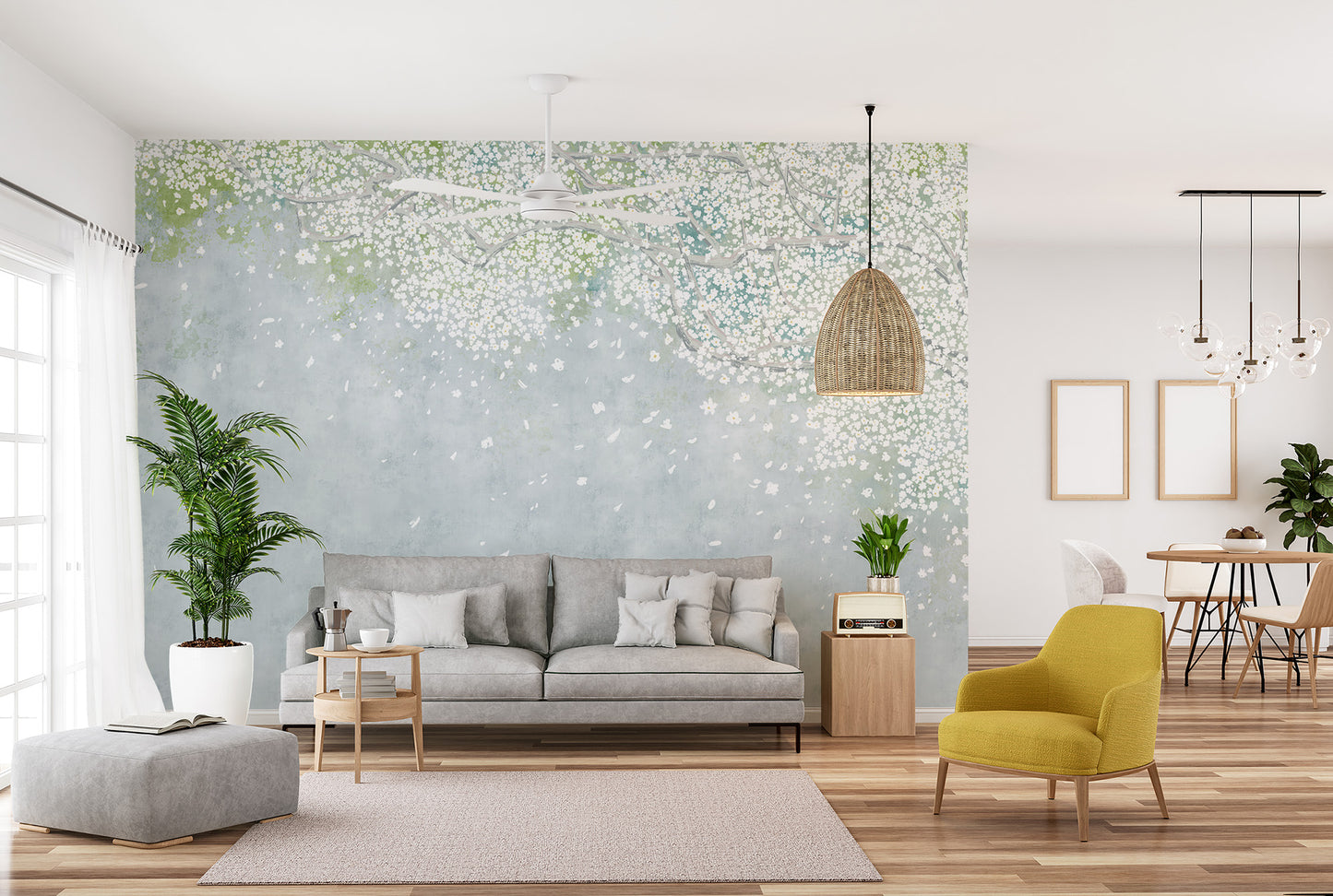 Sophisticated vintage arbor mural with charm.