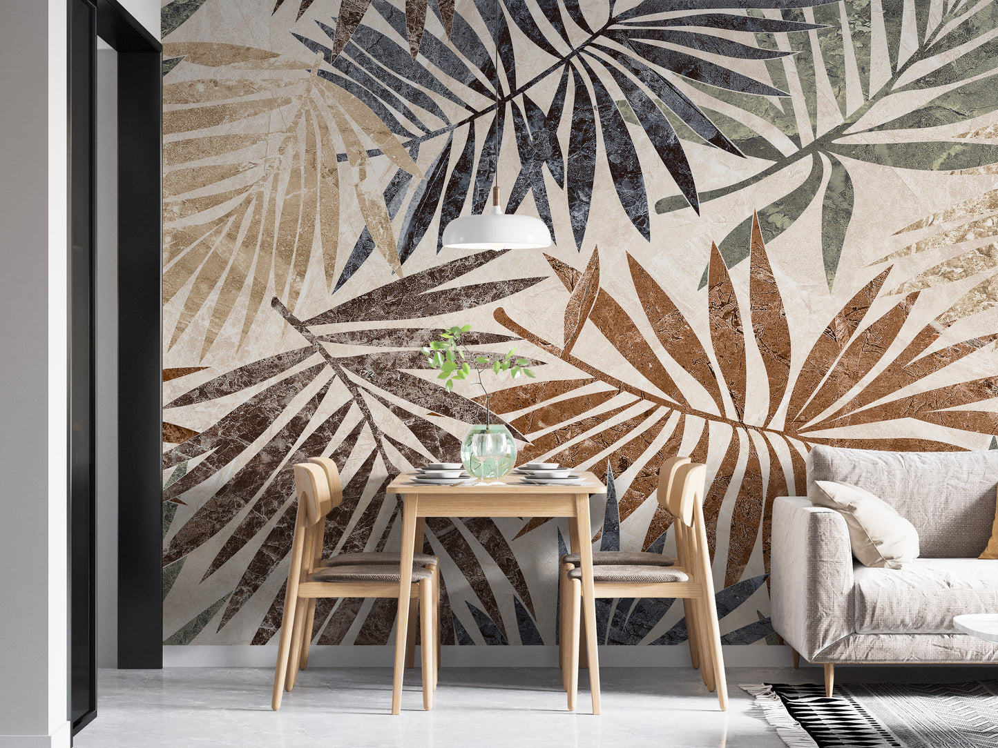 Stylish tropical palm mural for modern decor.