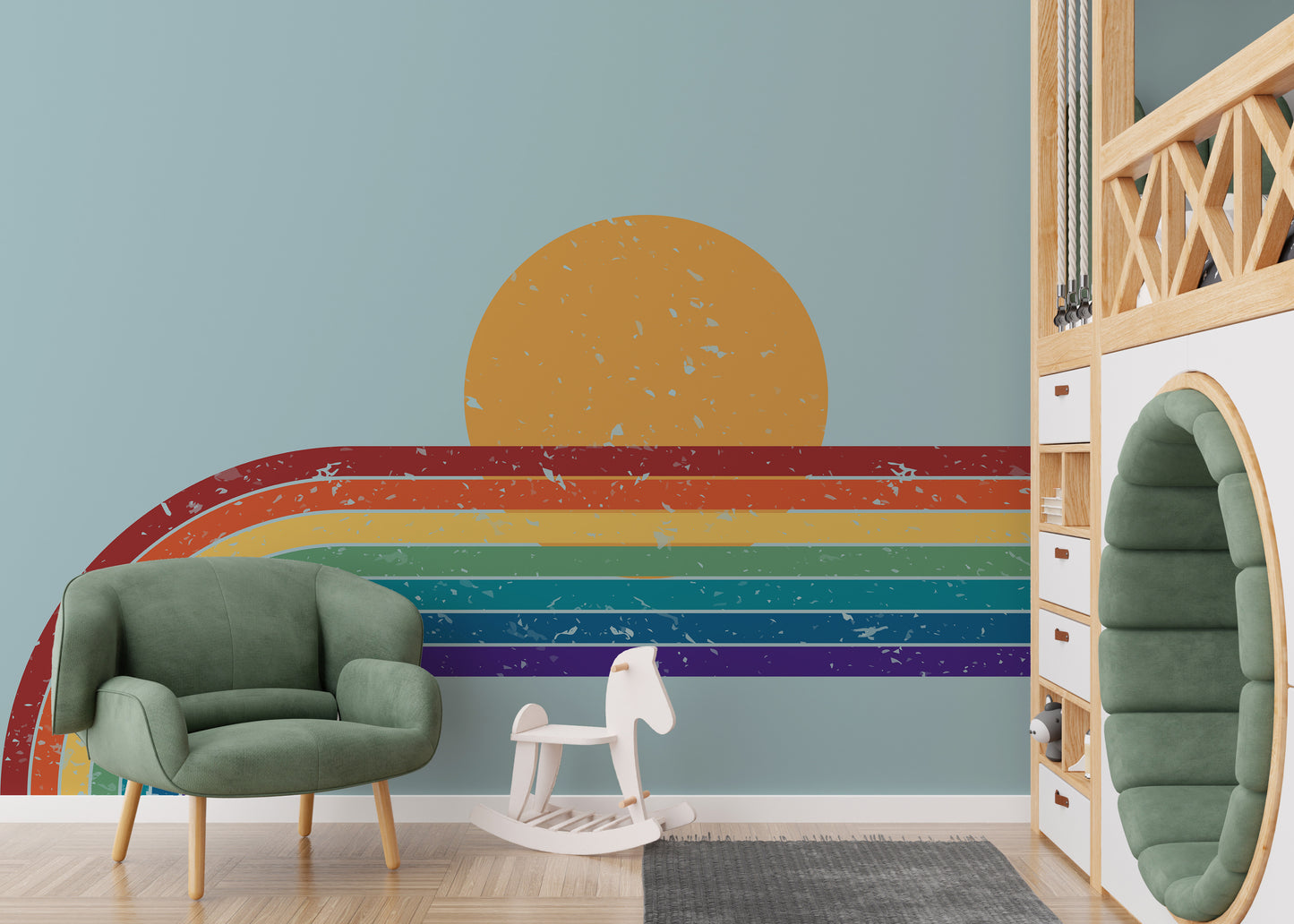 Multicolored mural with a modern aesthetic