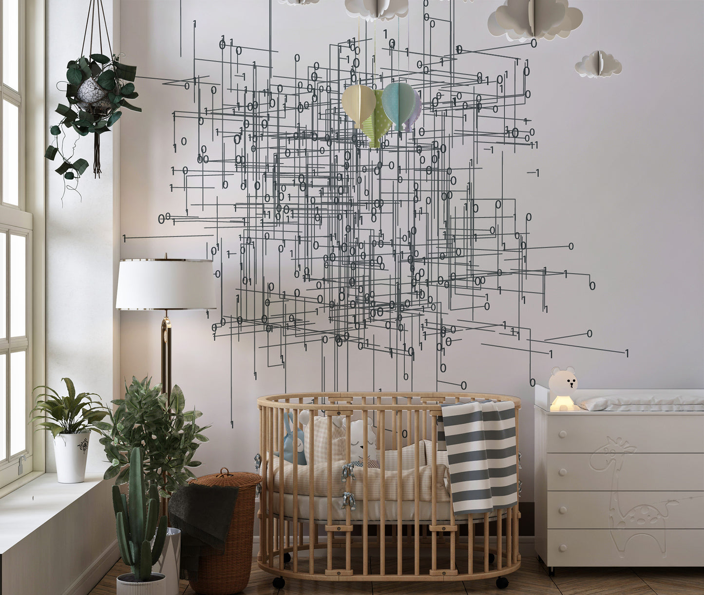 Elegant network wall mural for home spaces