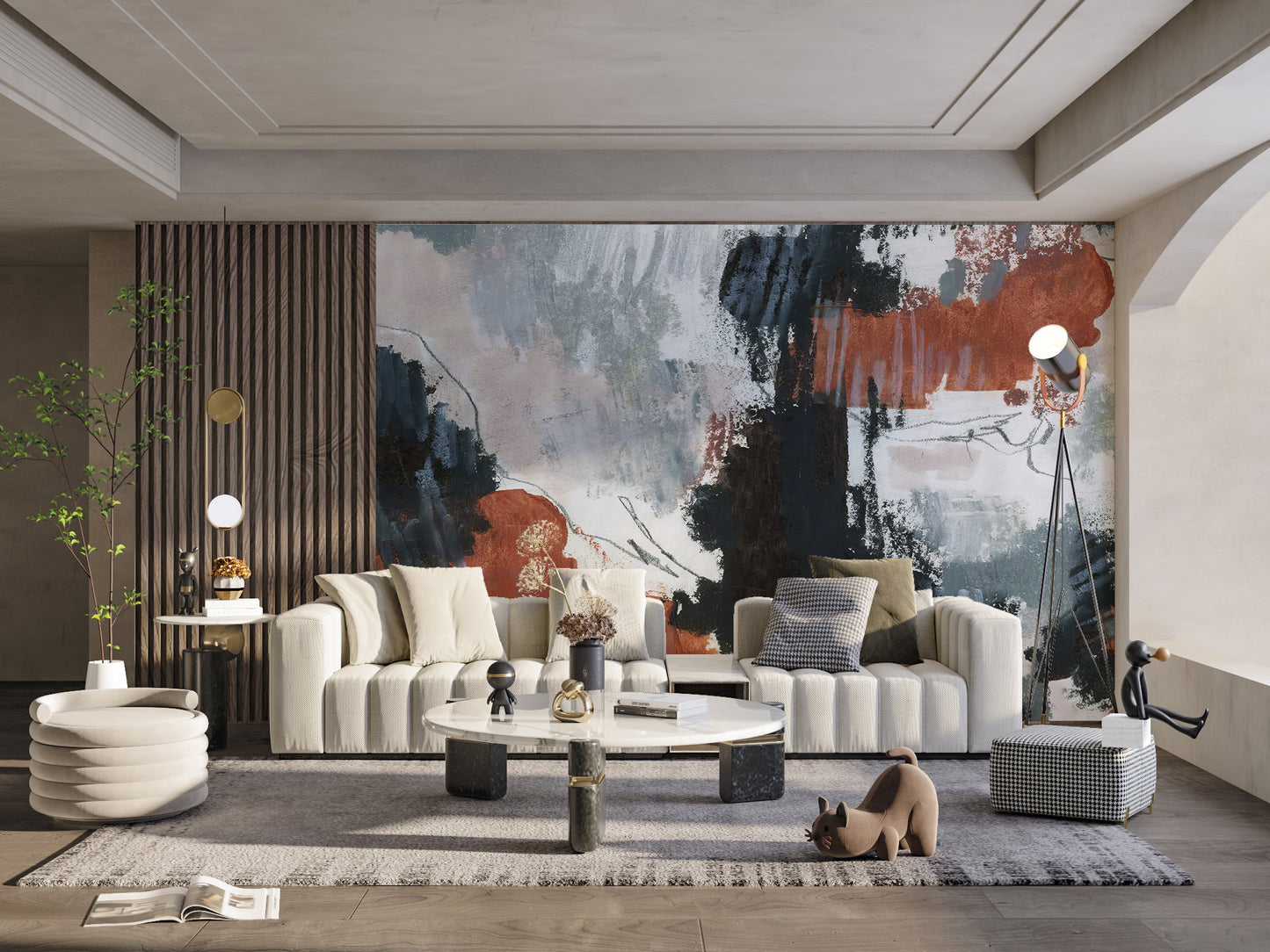 Vibrant wallpaper mural showcasing painted color splashes