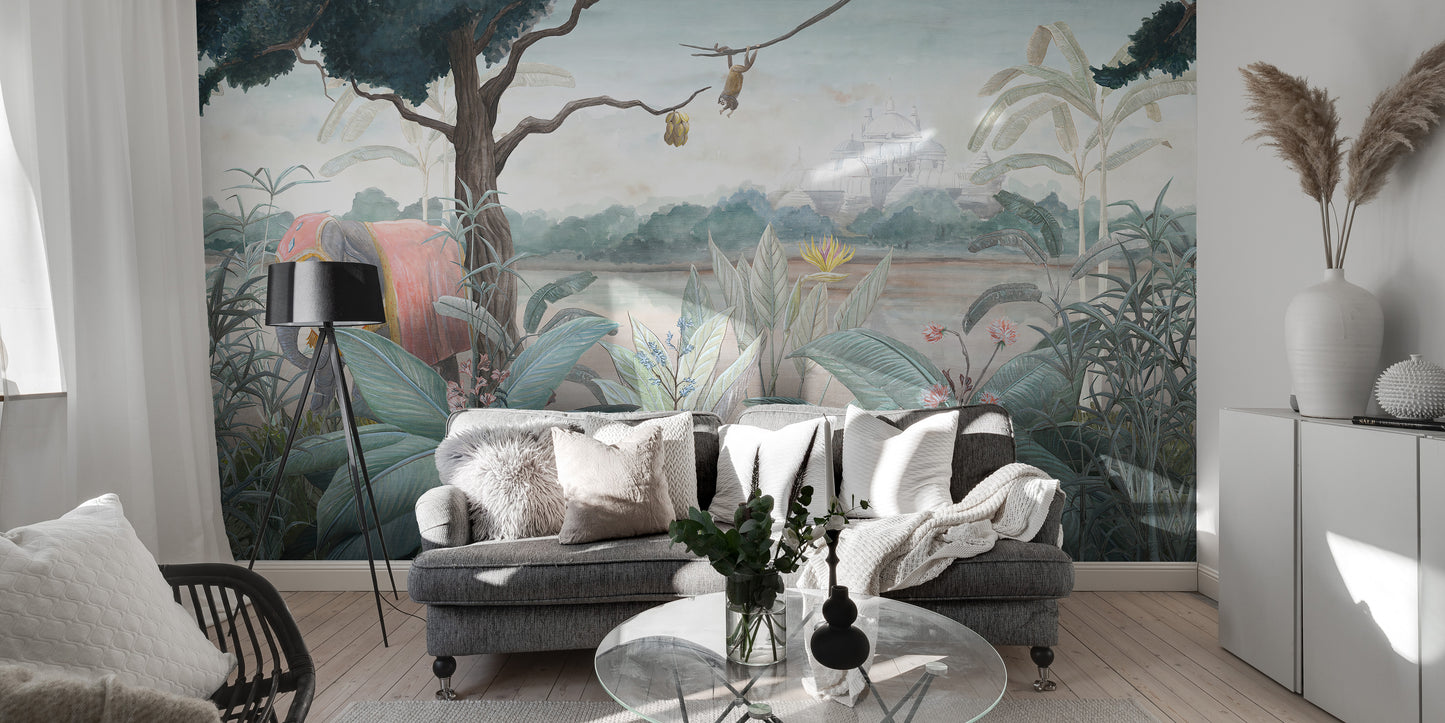 Elephant-Themed Wall Mural