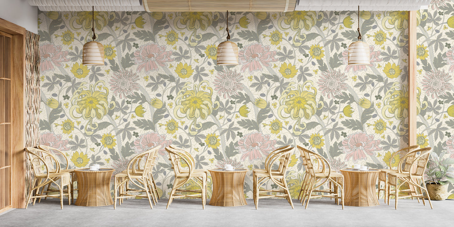 Modern elegant floral wallpaper mural art