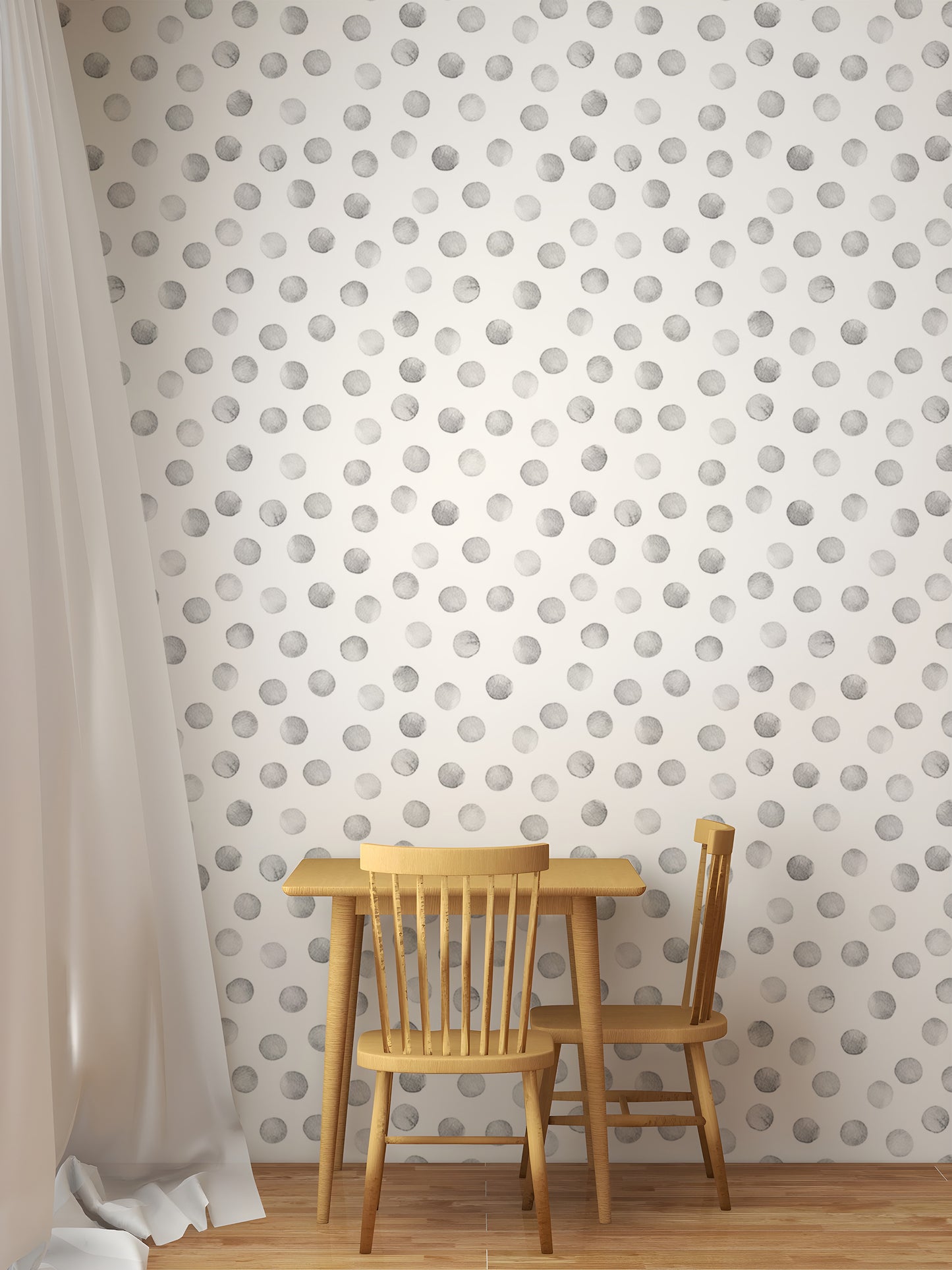 Grey Color Seamless Pattern Polka Dots Wallpaper For Walls