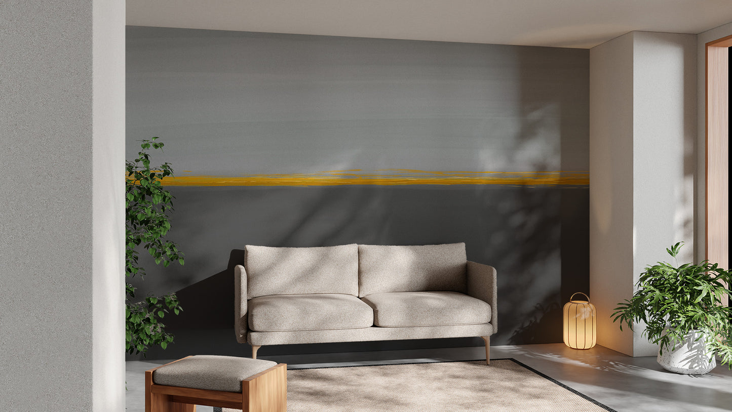 Beautiful golden horizon wall decor mural.