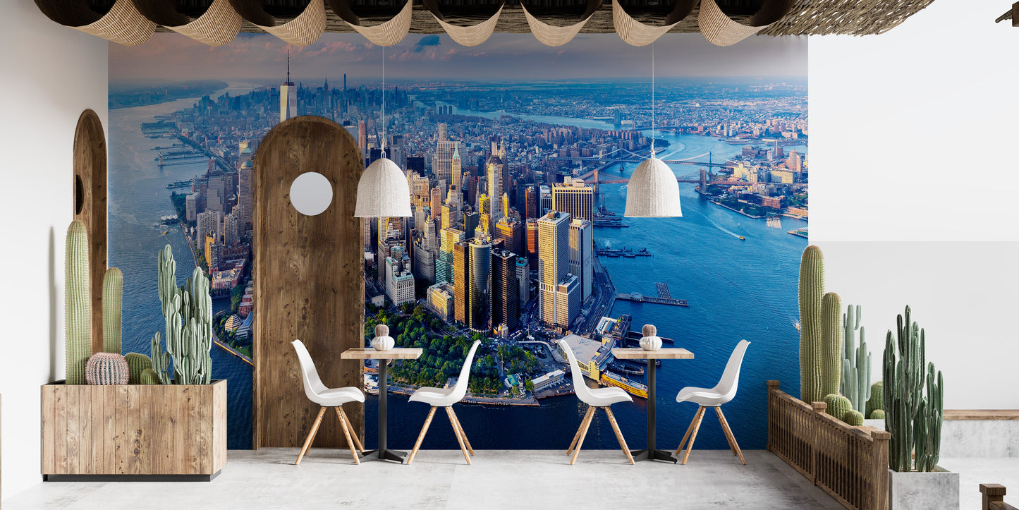 Aerial New York Skyline Mural for Feature Walls