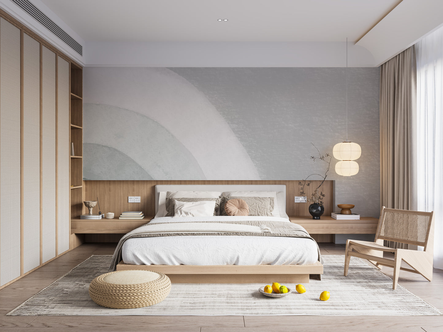 Serene soothing curved lines wall mural