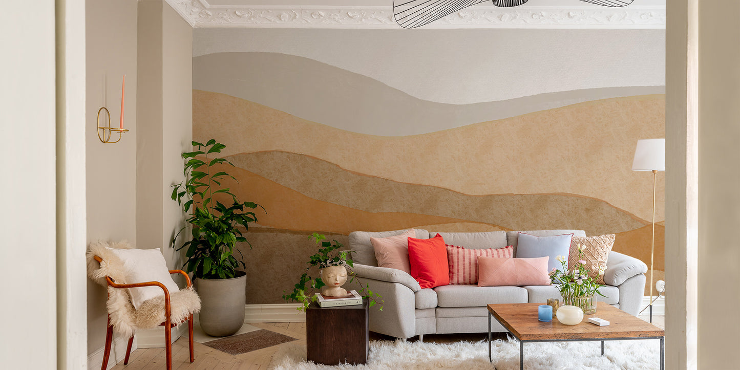 Rolling dunes mural creates a calm ambiance