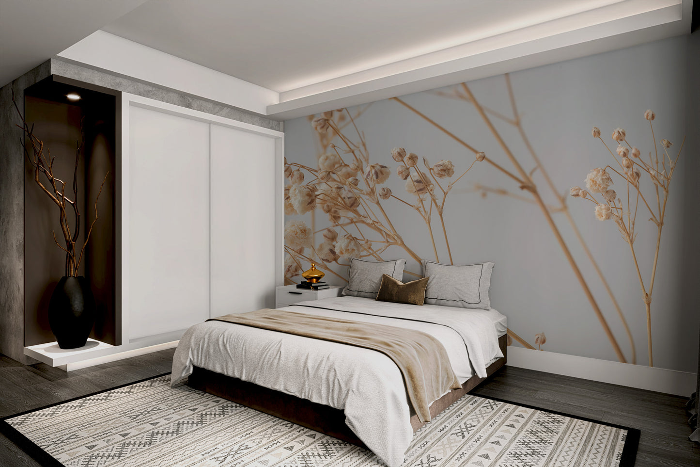 Modern botanical print with gypsophila branches