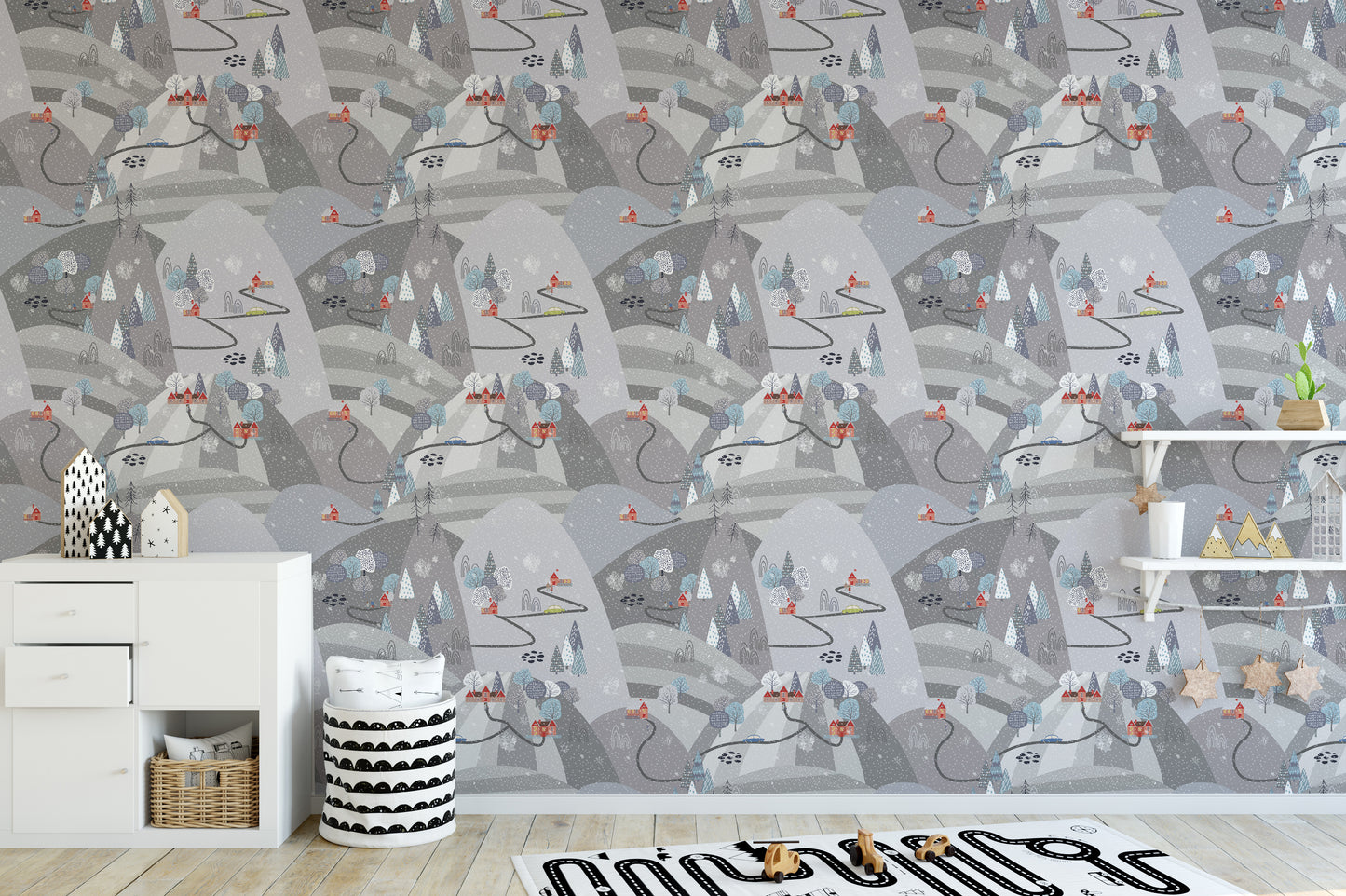 Frosty elegance in a mural wallpaper pattern