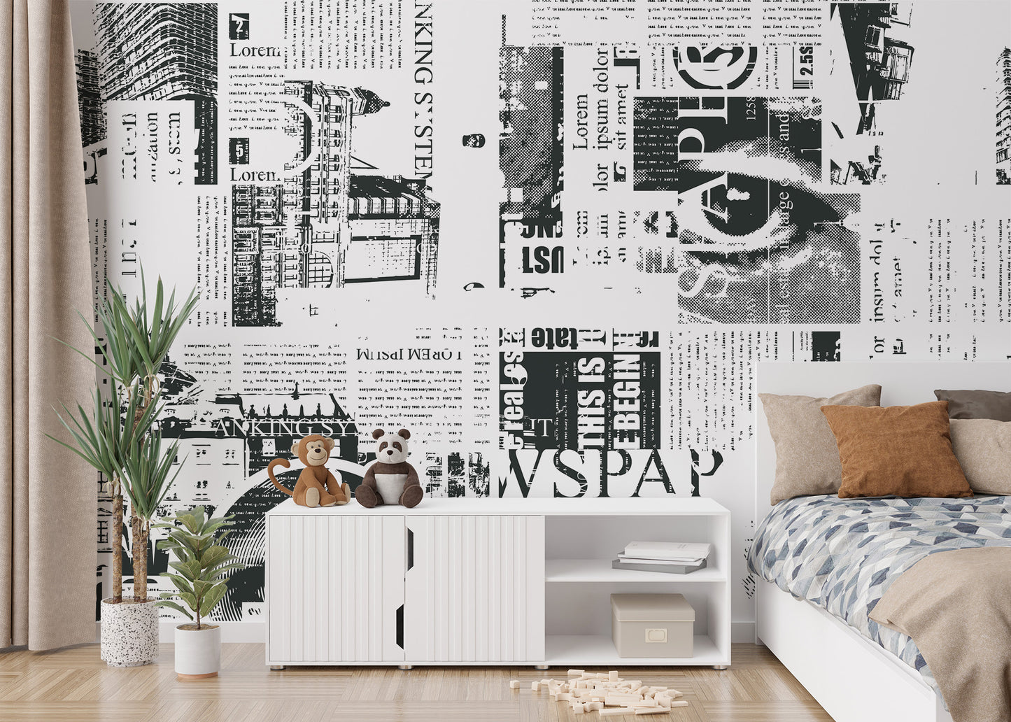 Newsprint wallpaper for unique room accents