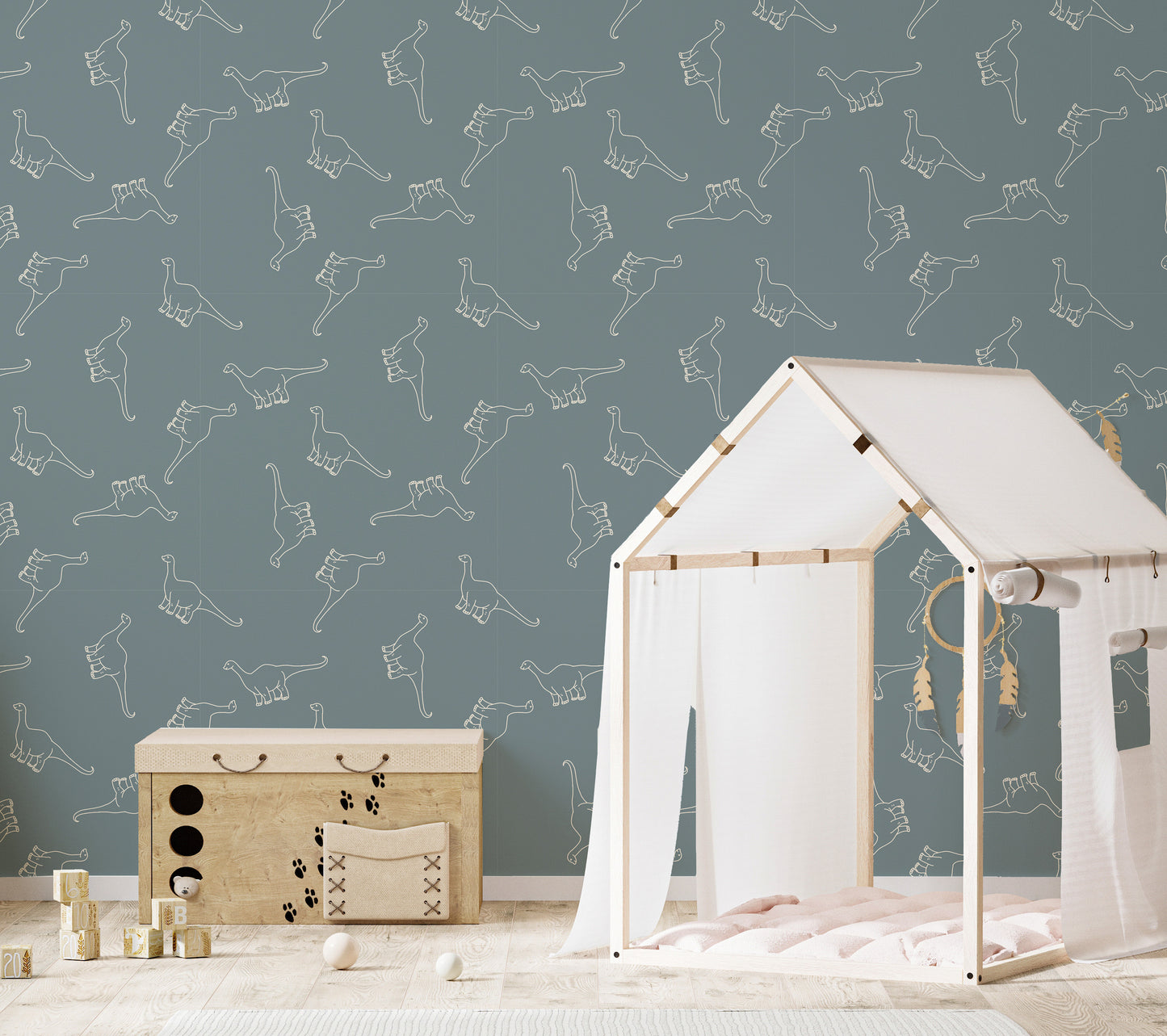 Dinosaur treasures minimal style wallpaper mural