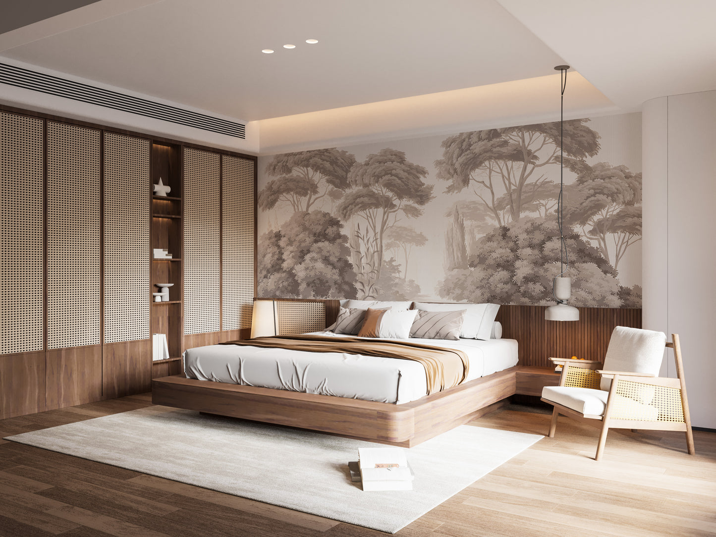 Elegant forest view mural with antique charm