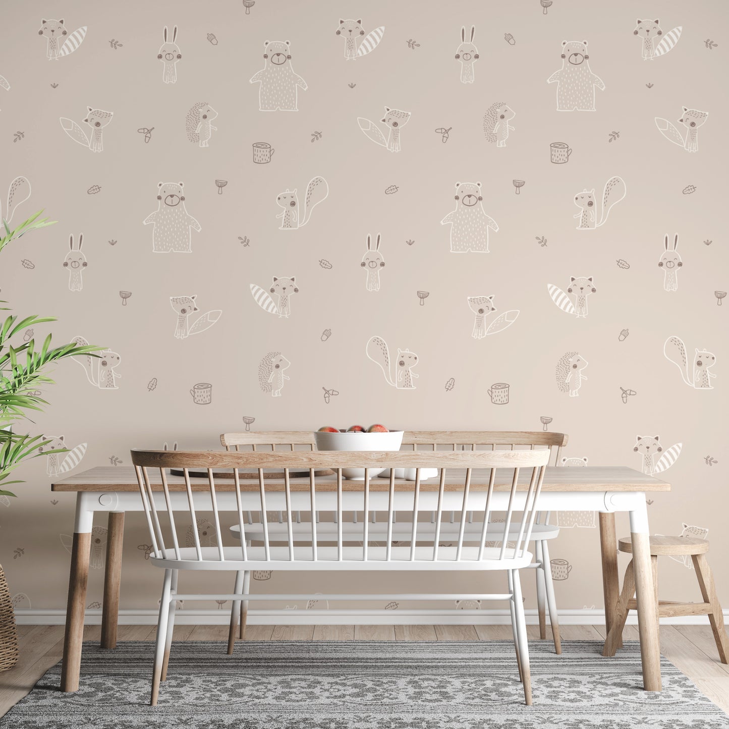 Beige Forest Friends Wallpaper for Walls