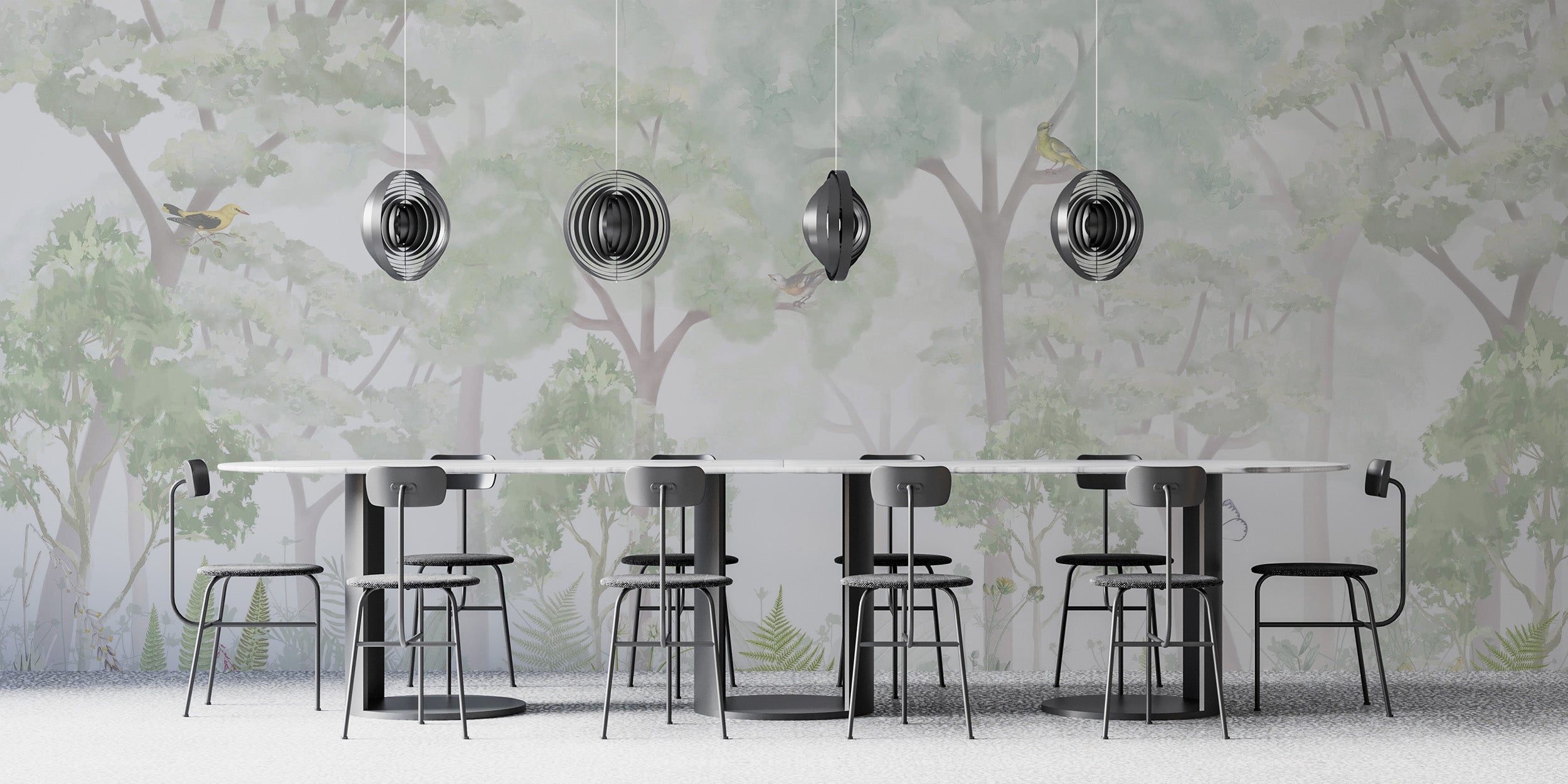 Peaceful woodland mural for a serene room design