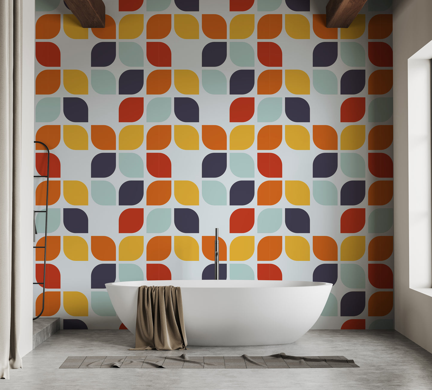 Mosaic wallpaper mural with vintage flair