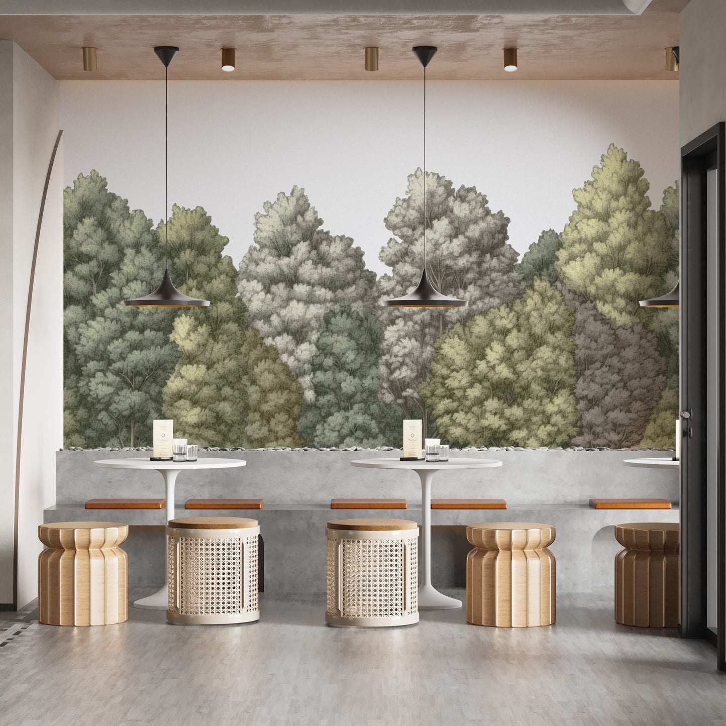 Tranquil forest canopy wallpaper mural for quiet rooms