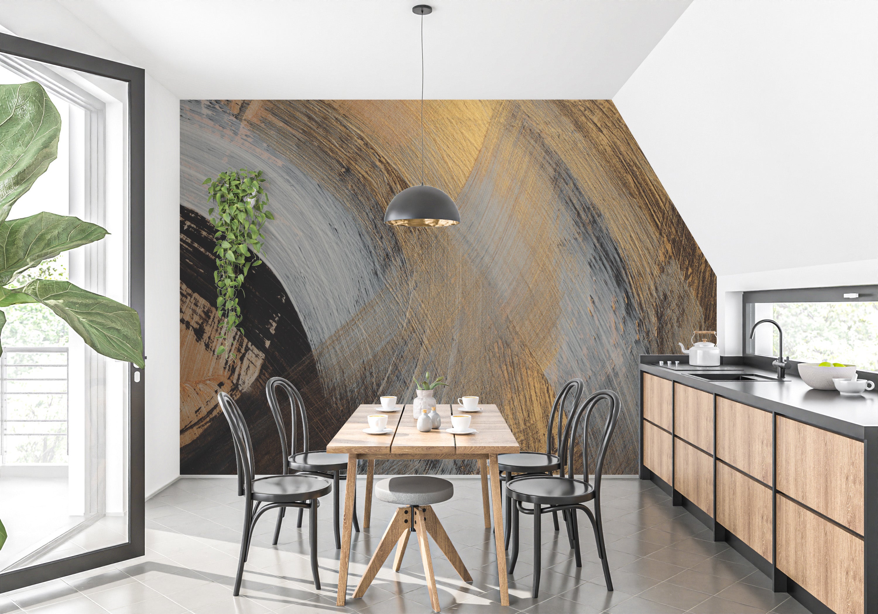 Stylish swirl mural for elegant interiors