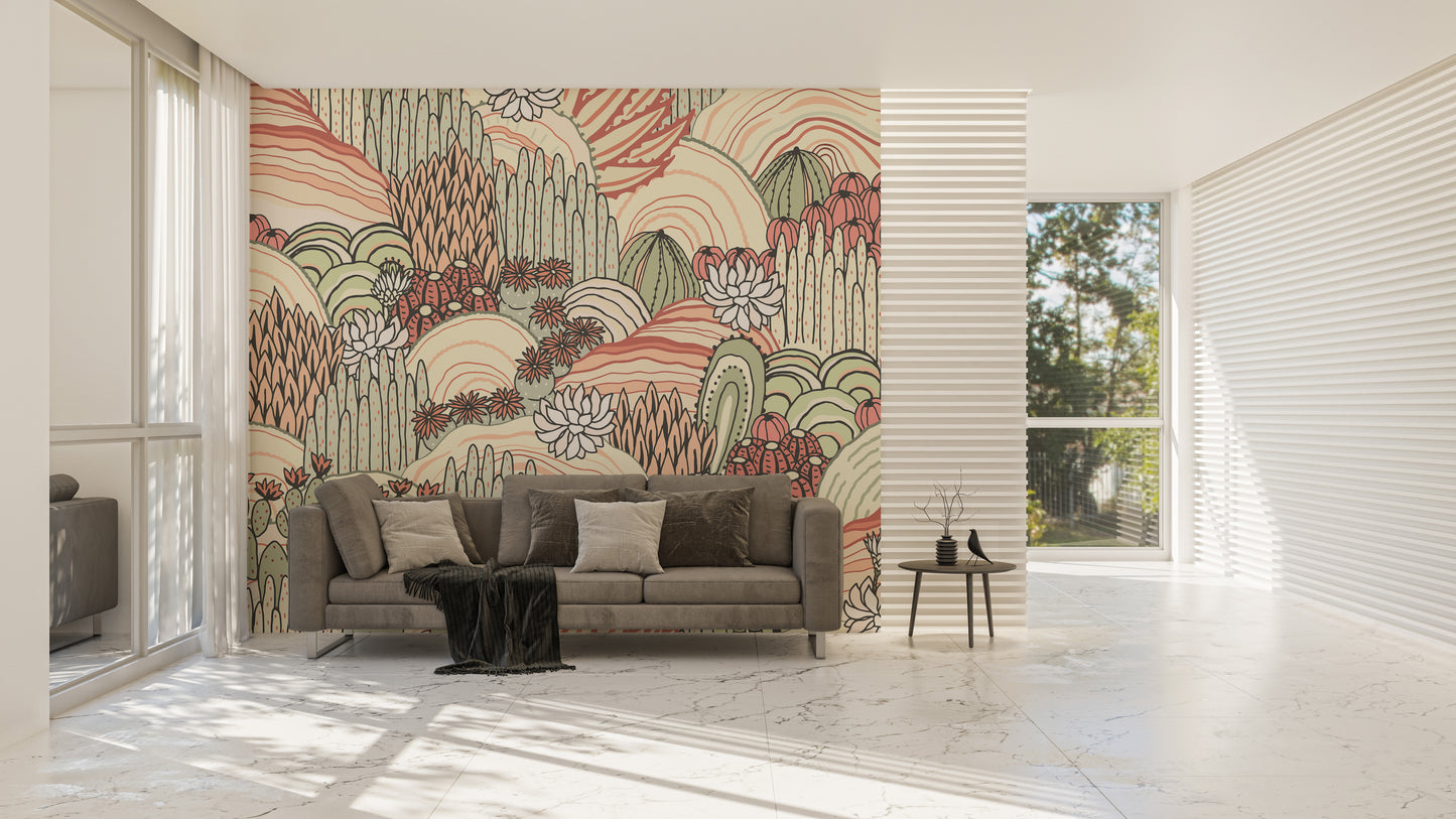 Self-adhesive tropical leaf wall mural