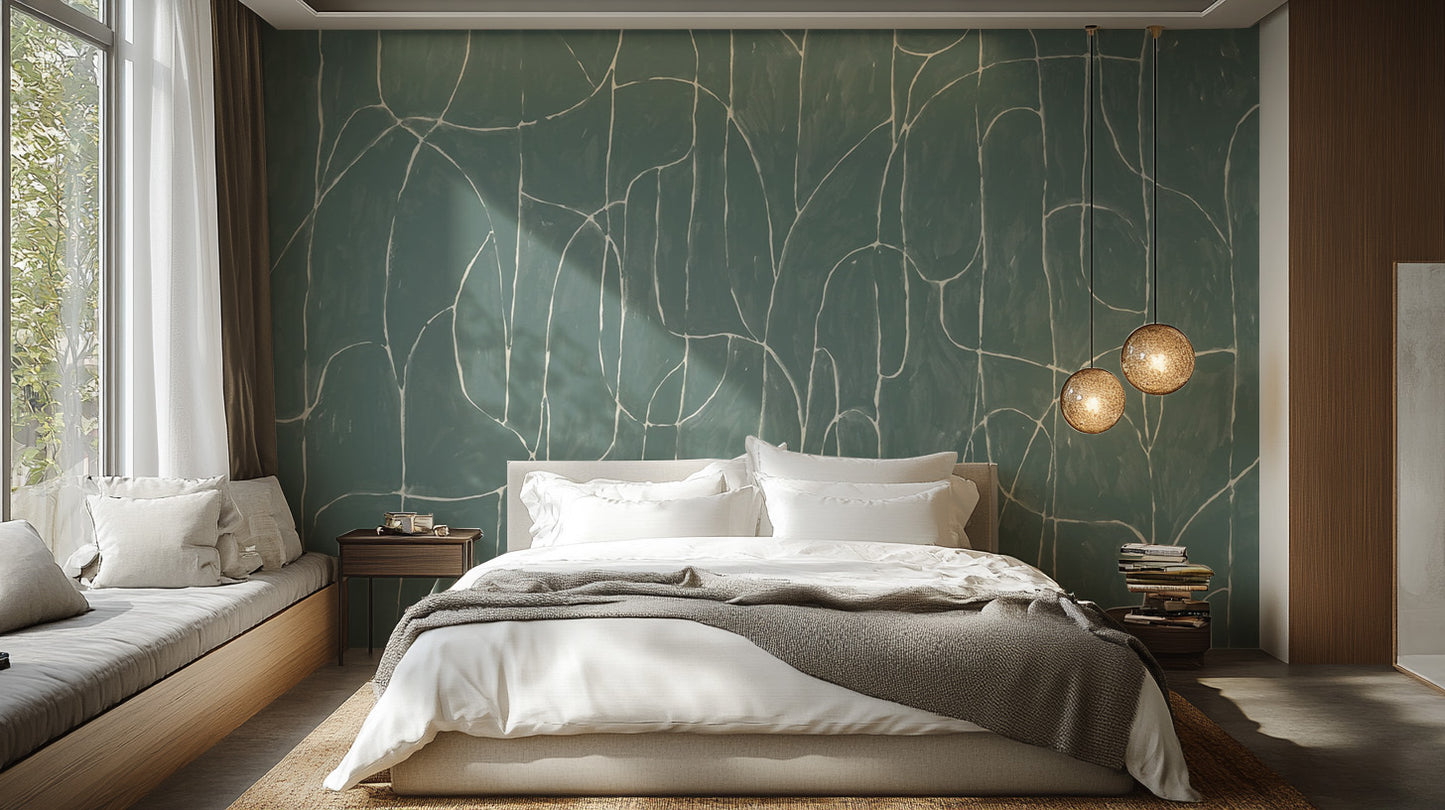 Refreshing jade blue boulder beach mural for modern rooms