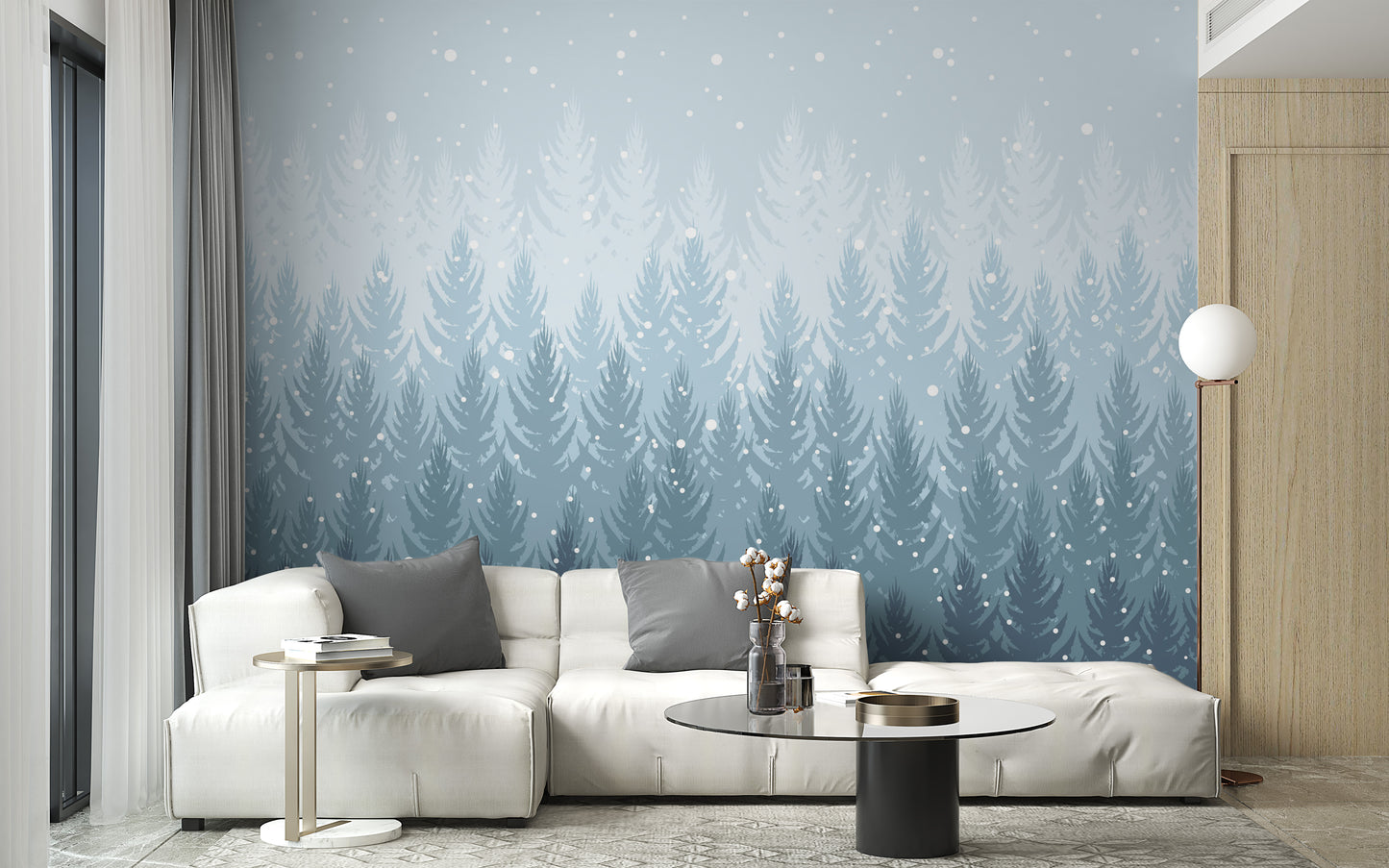 Vibrant tropical winter mural for your wall