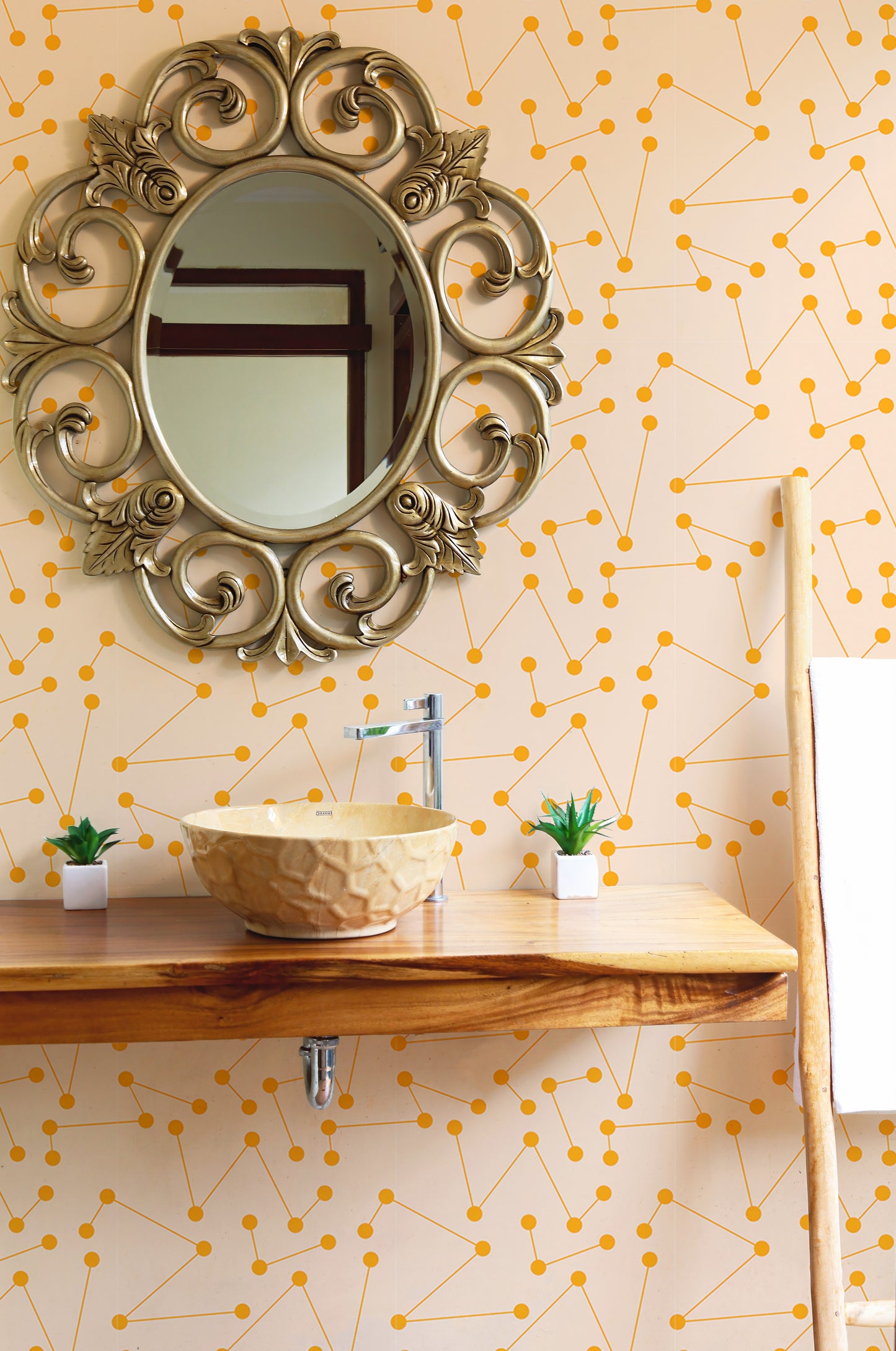 Orange Color Shooting Star Geometric Wallpaper