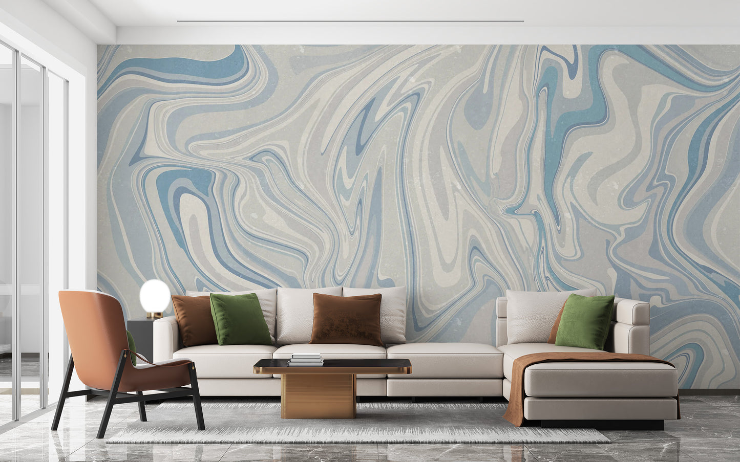 Tranquil blue Klint misty mural for elegant spaces