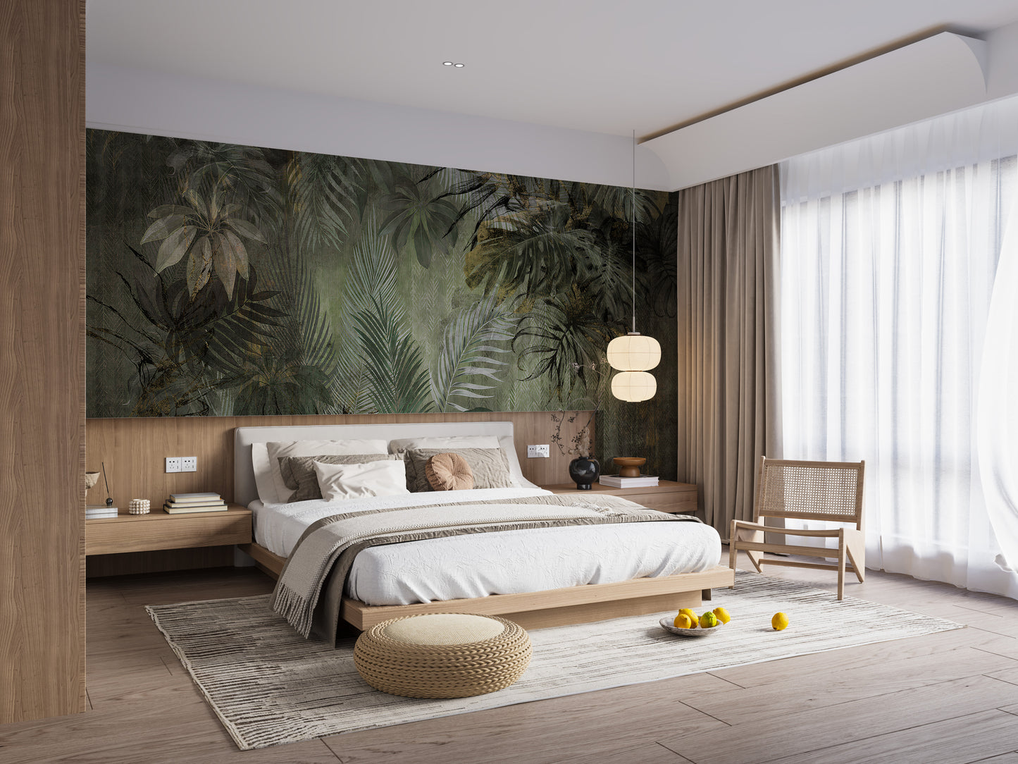 Peel and stick tropical mural for interiors