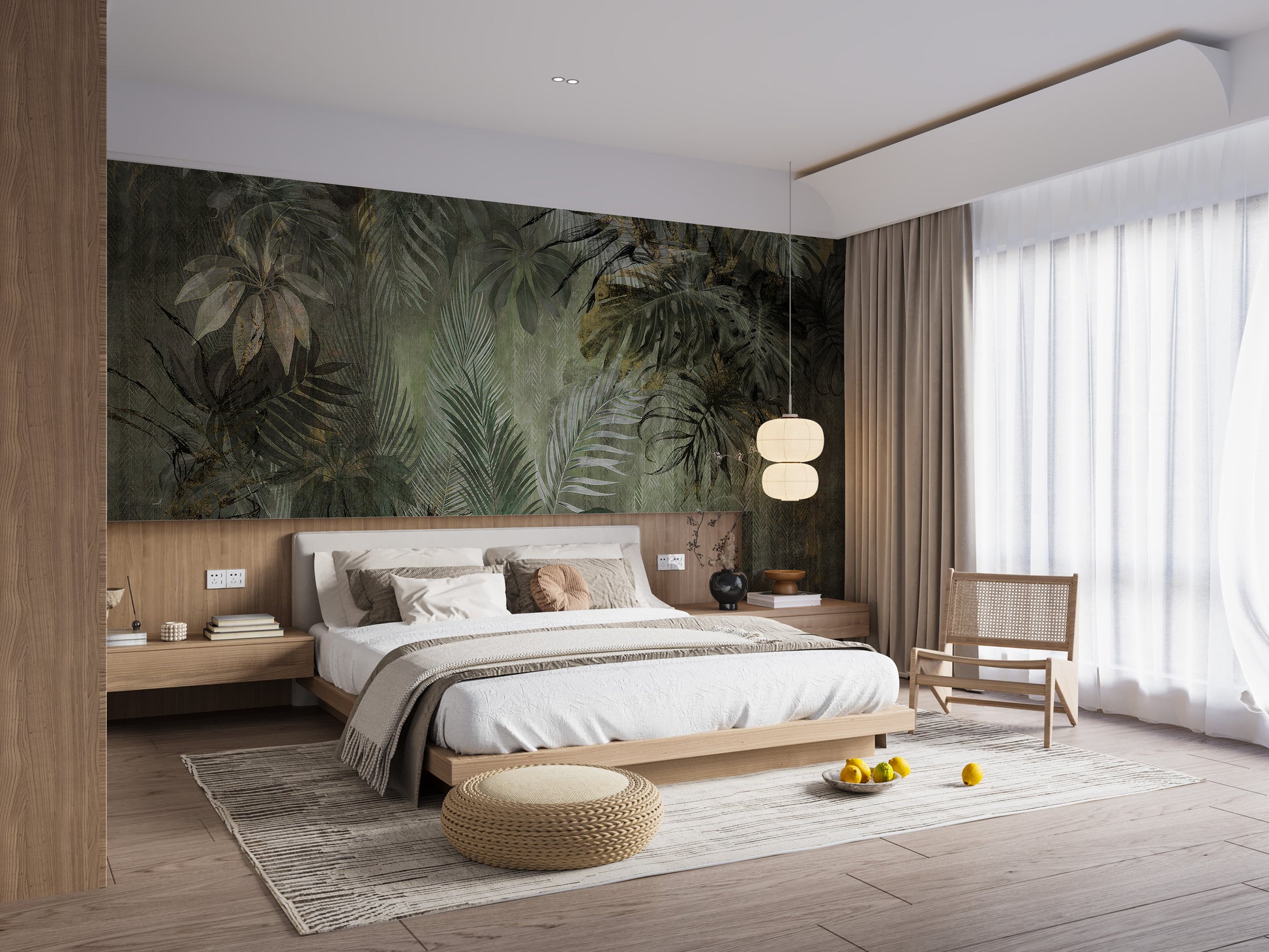 Peel and stick tropical mural for interiors