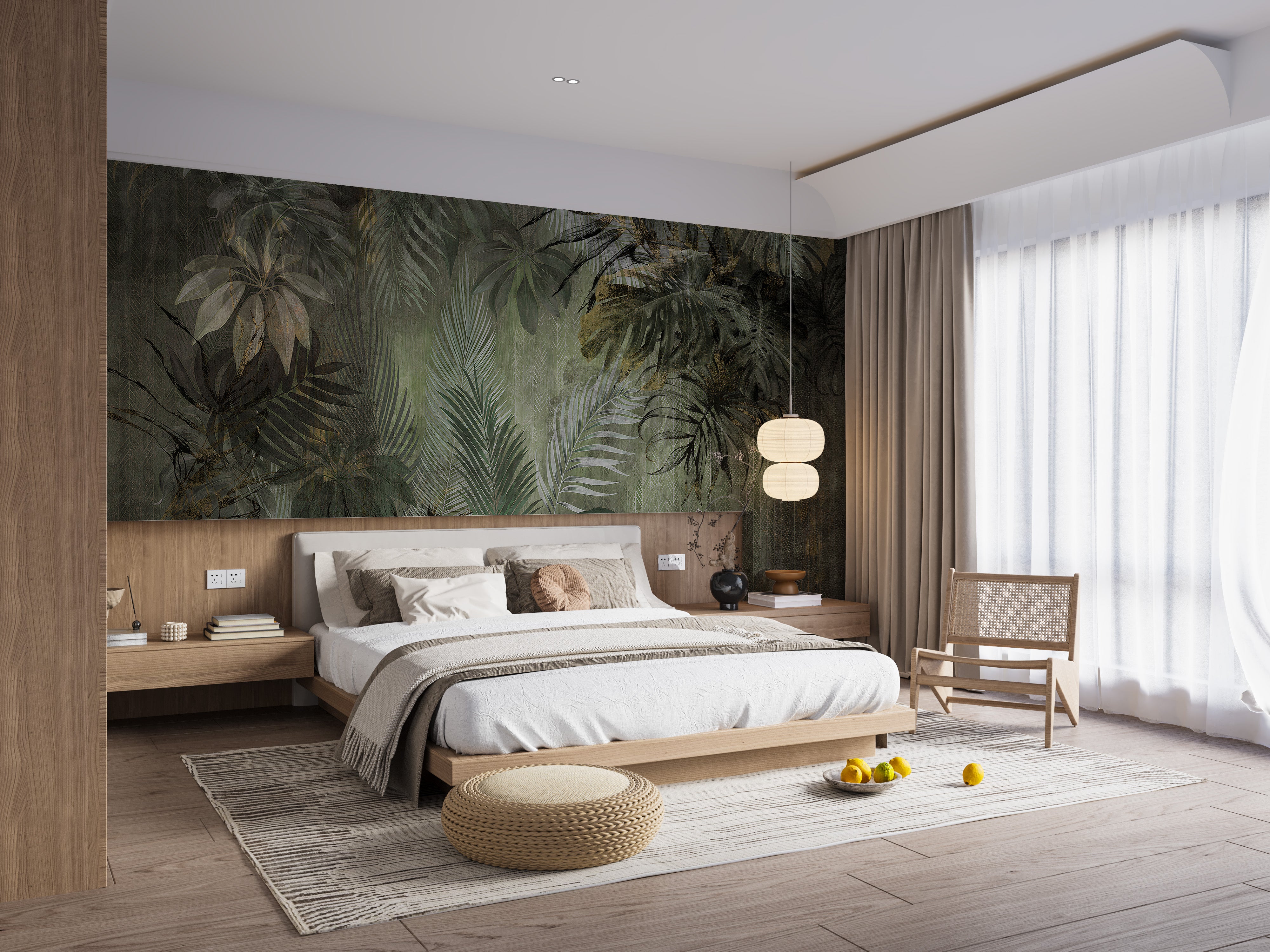 Peel and stick tropical mural for interiors
