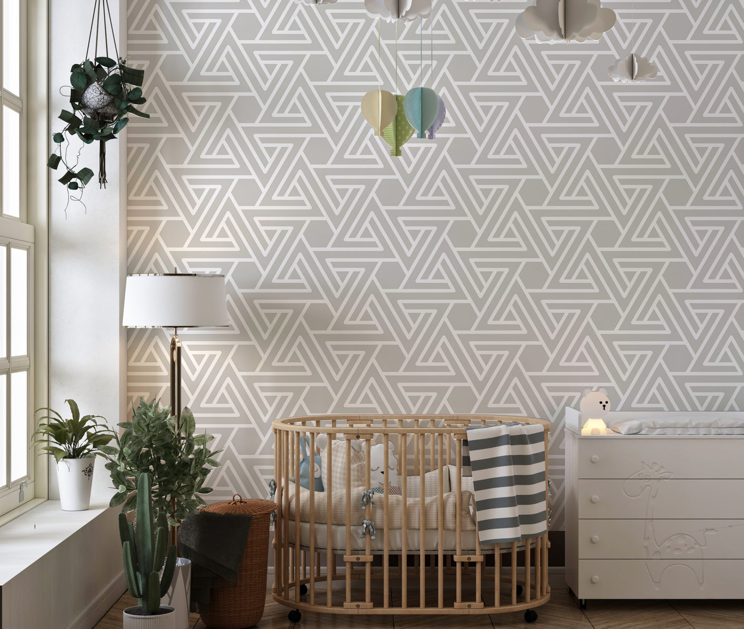 Abstract Simple Geometric White Line Wallpaper