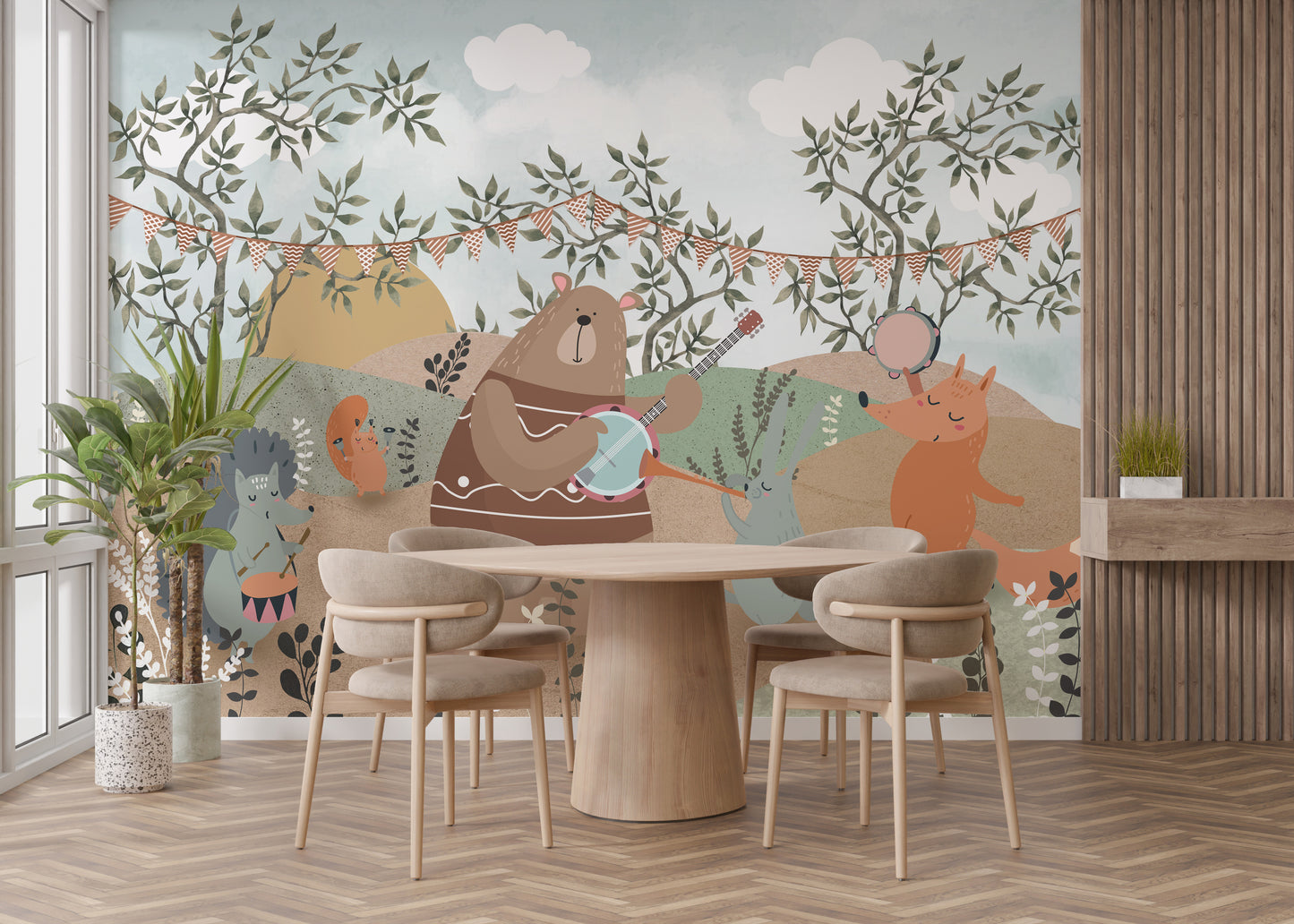Whimsical Animal Band Wall Mural
