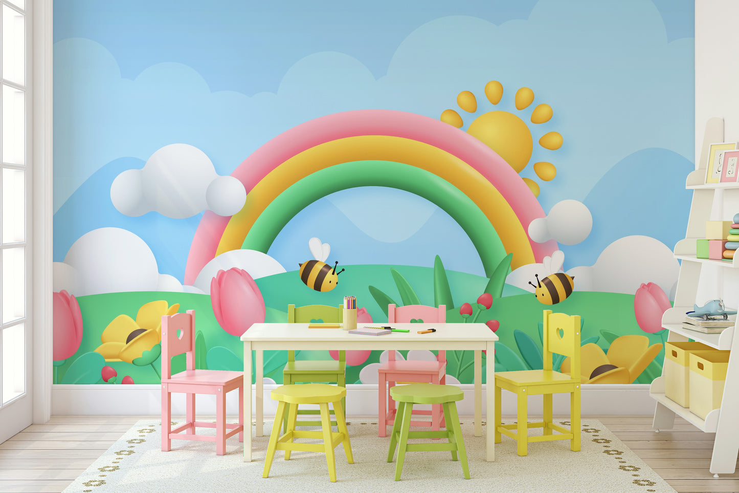 Rainbow Meadow Adventures Wall Mural
