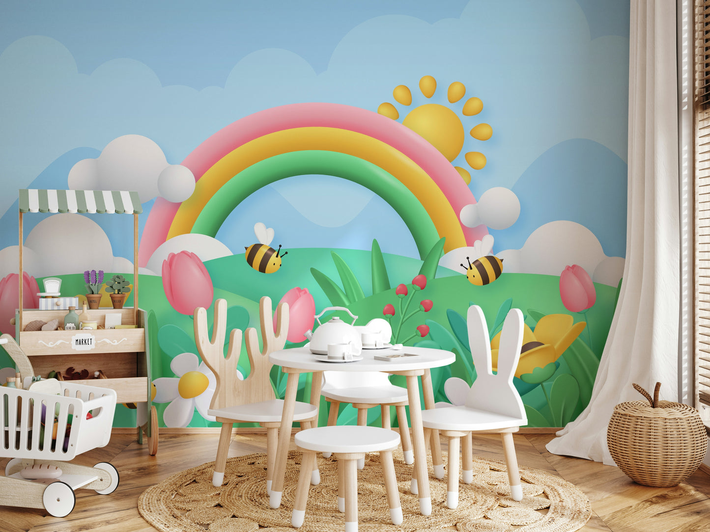 Rainbow Meadow Adventures Wall Mural