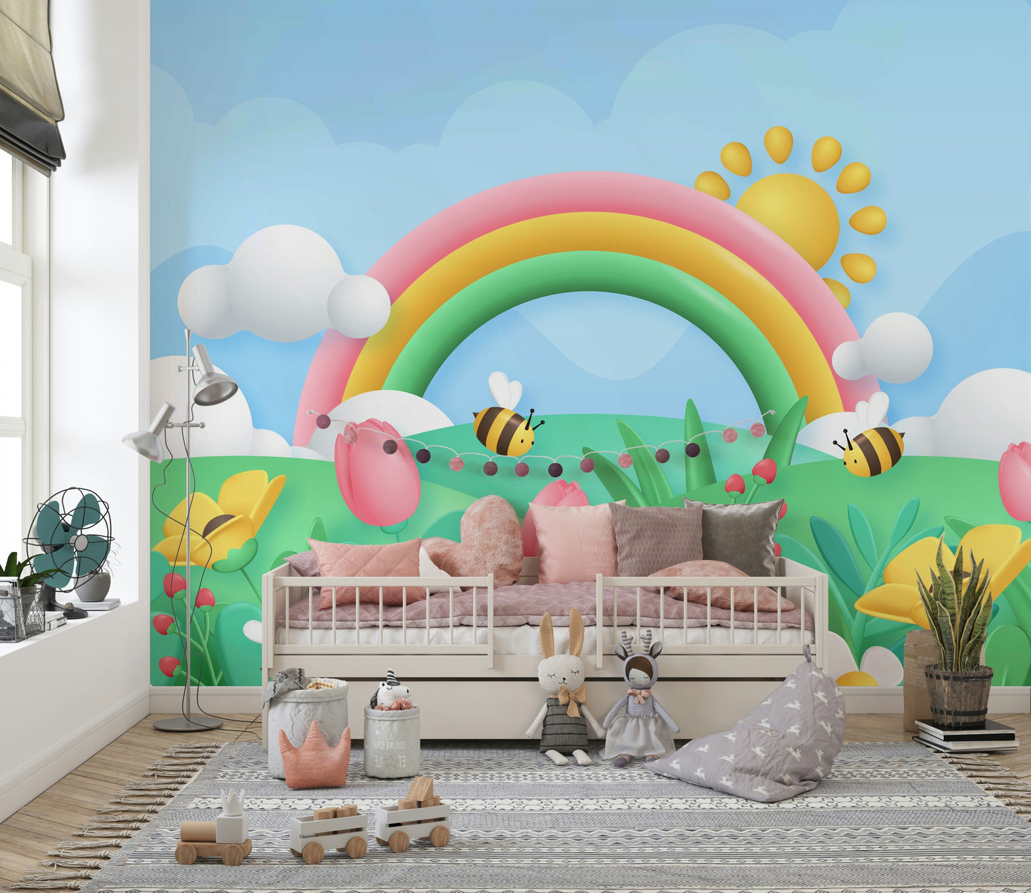 Rainbow Meadow Adventures Wall Mural