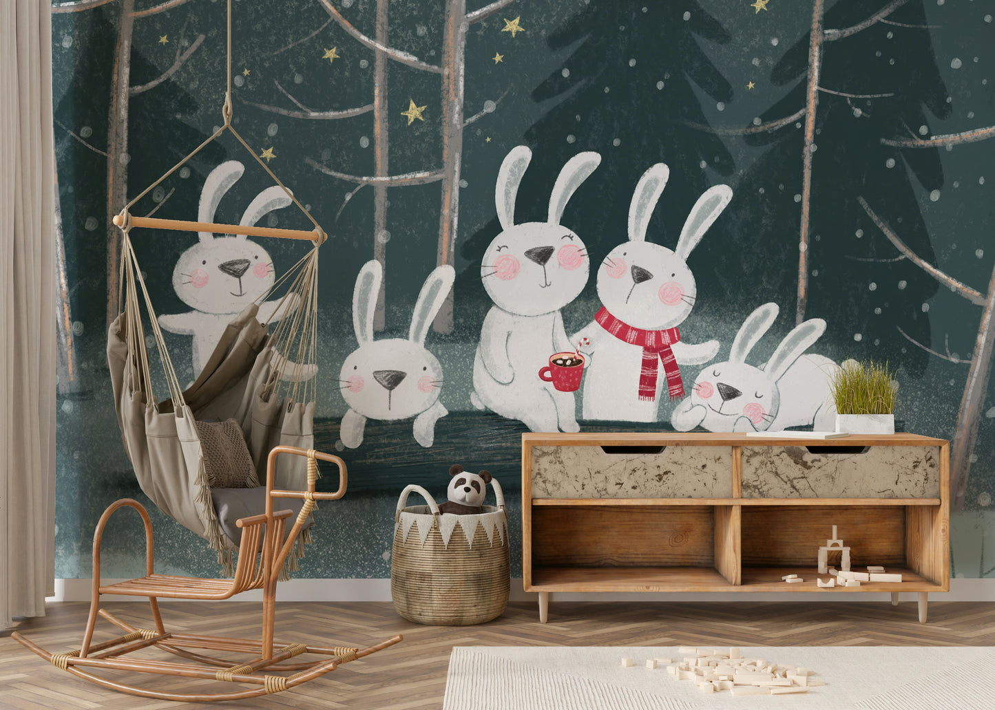 Winter Bunny Wall Mural