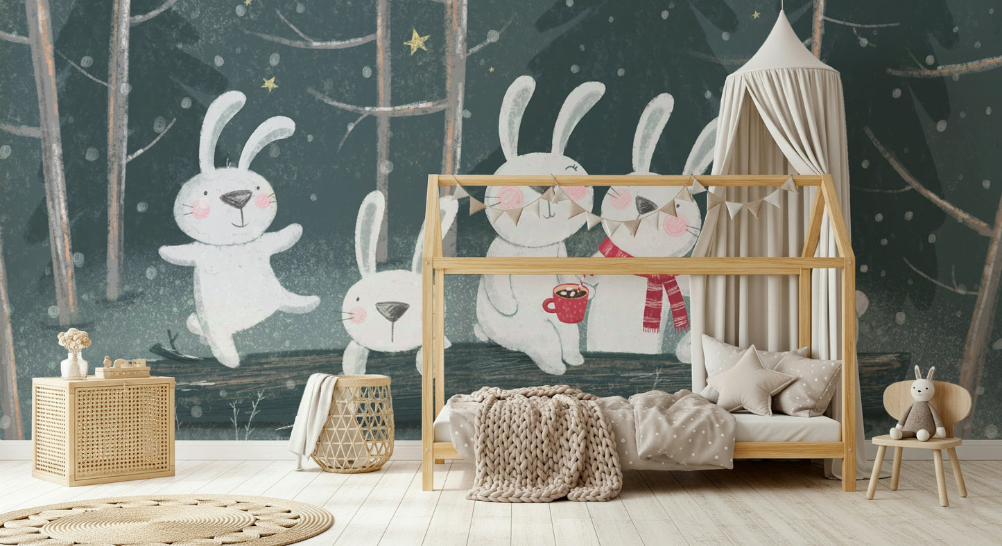 Winter Bunny Wall Mural