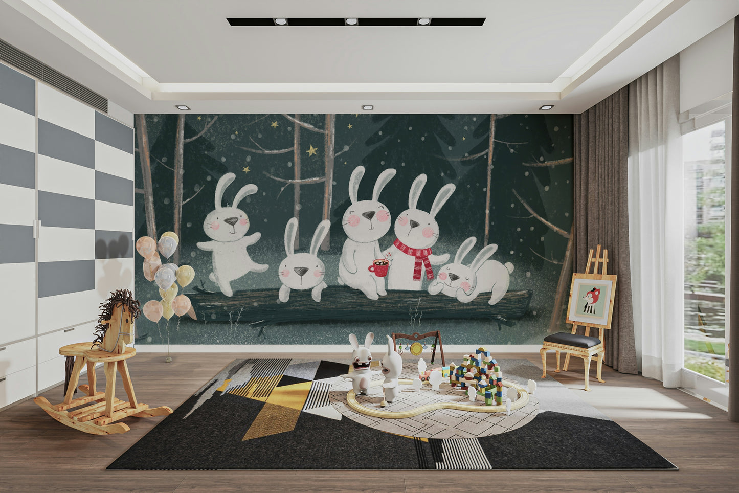 Winter Bunny Wall Mural