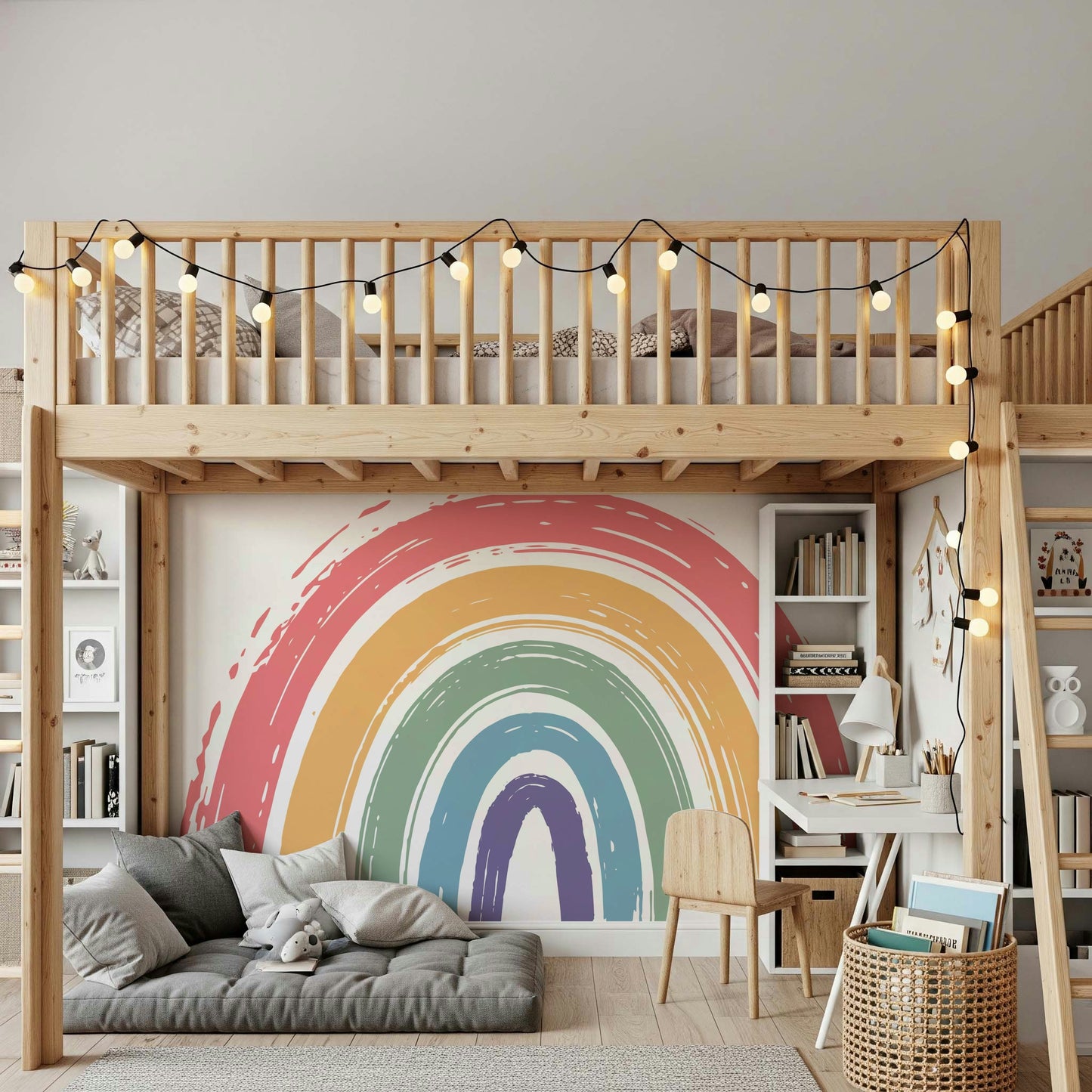 Painted Rainbow Arch Wall Mural