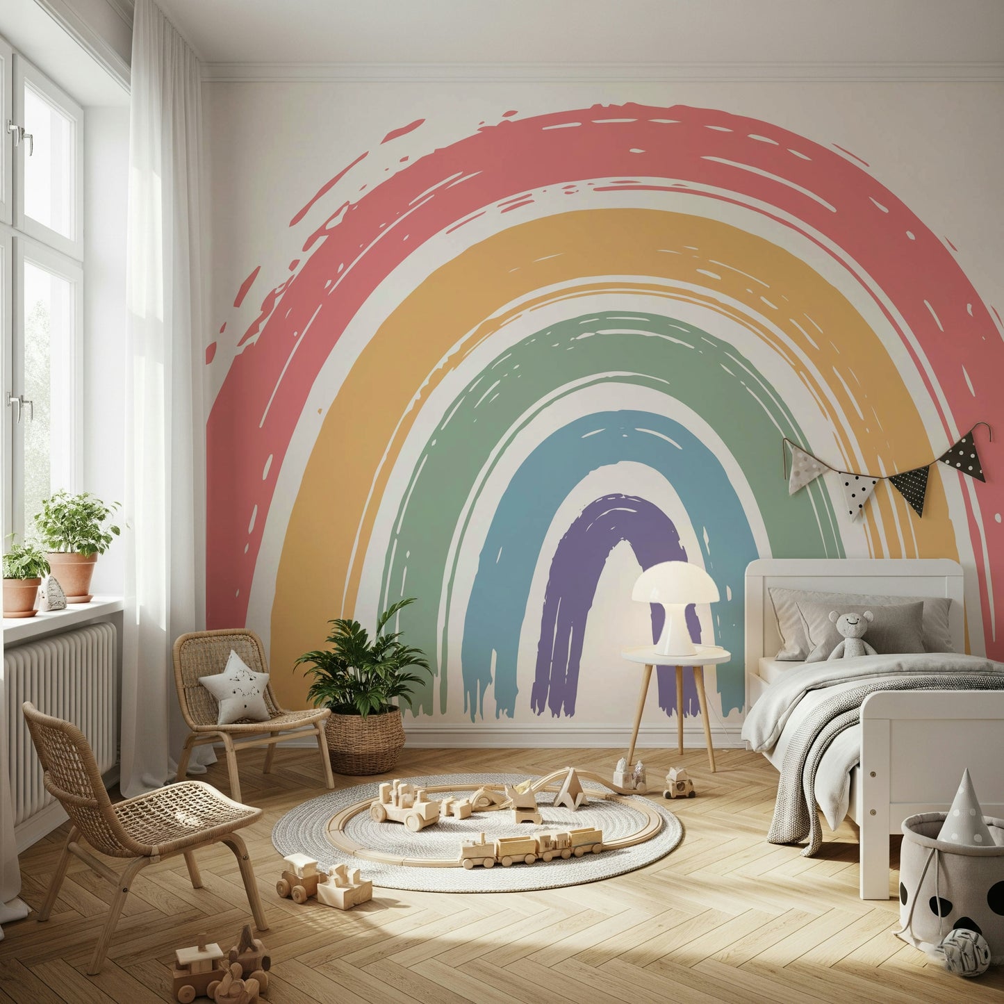 Painted Rainbow Arch Wall Mural