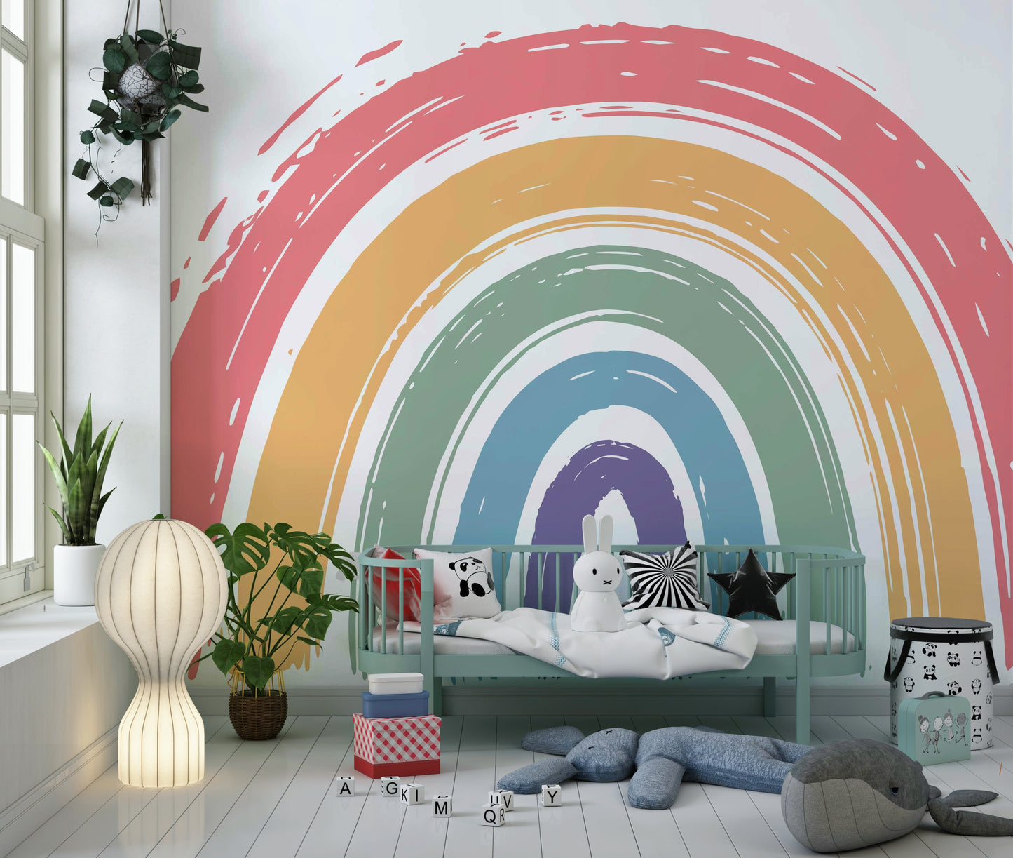 Painted Rainbow Arch Wall Mural