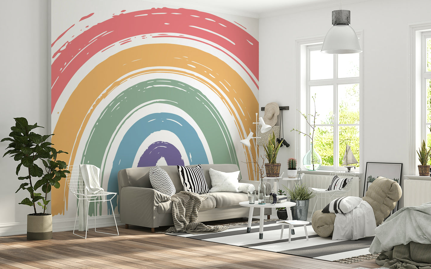 Painted Rainbow Arch Wall Mural
