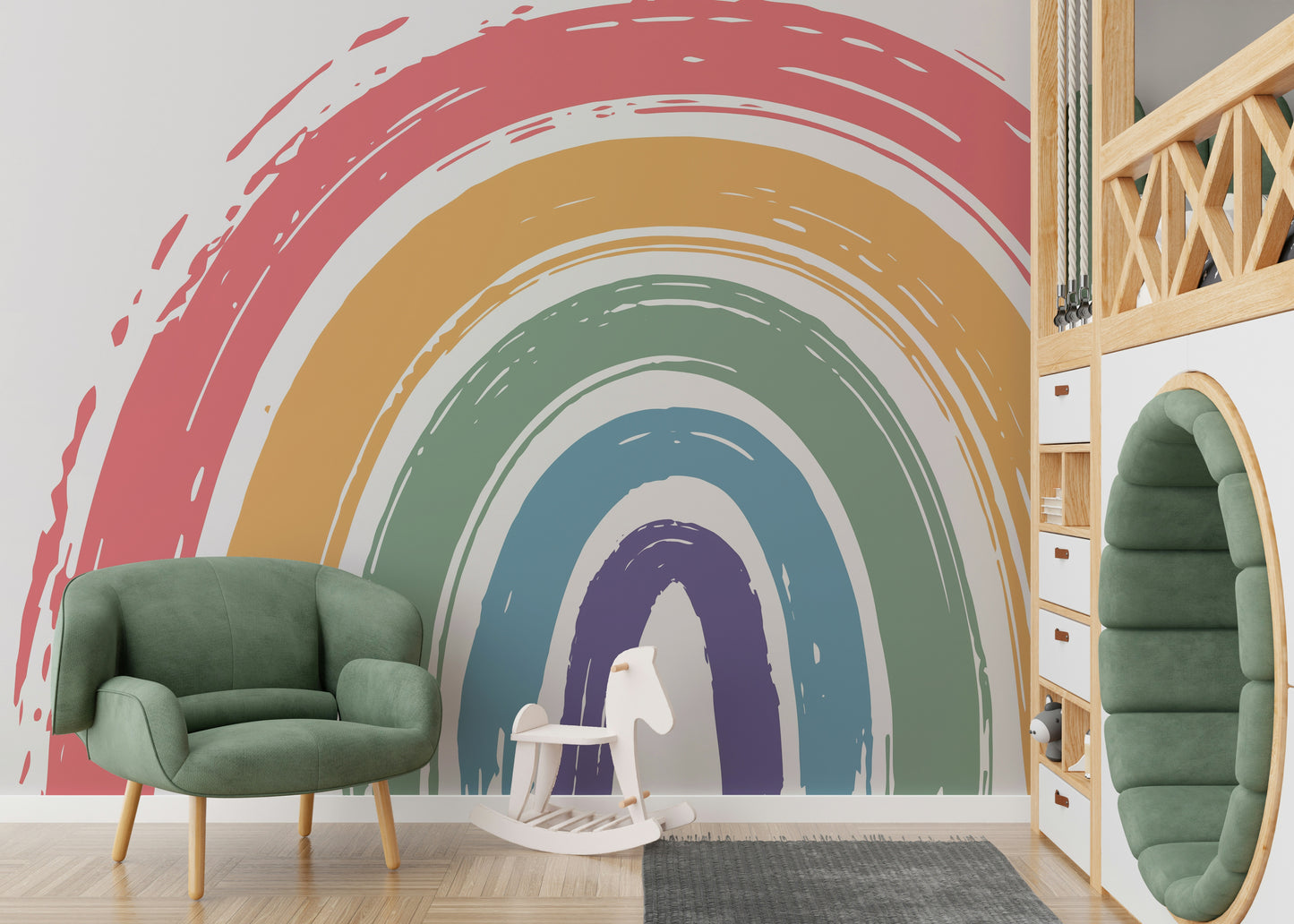 Painted Rainbow Arch Wall Mural