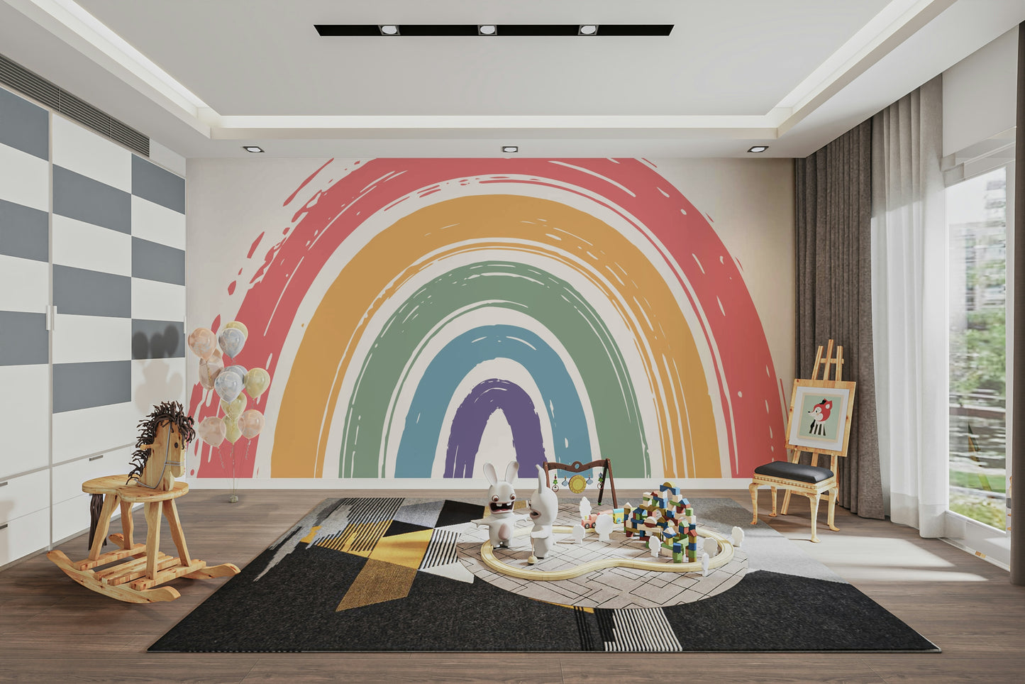 Painted Rainbow Arch Wall Mural